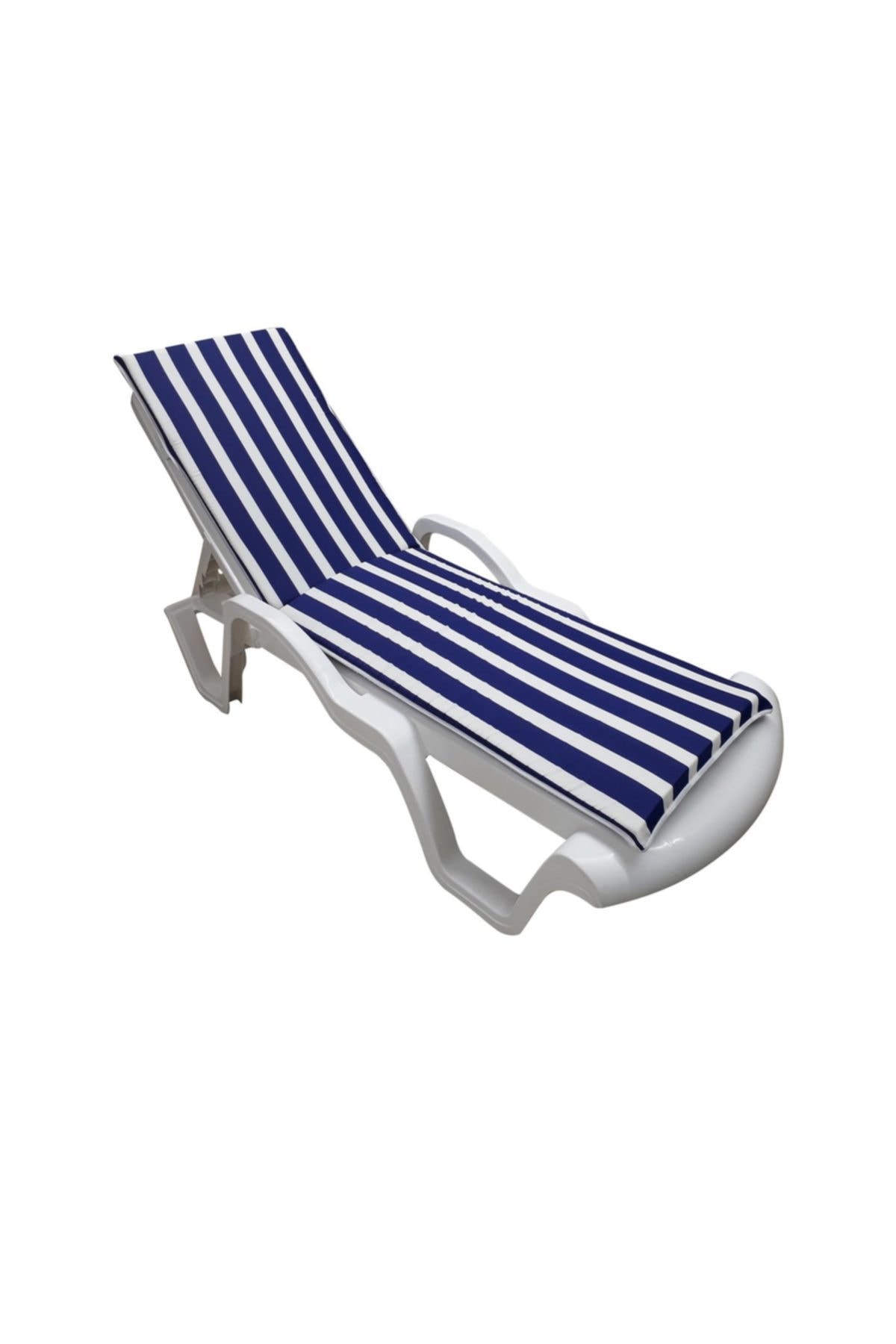 mirzade Median Şezlong Minderi Pamuk/Polyester Kumaş Fermuarlı-Mavi Beyaz