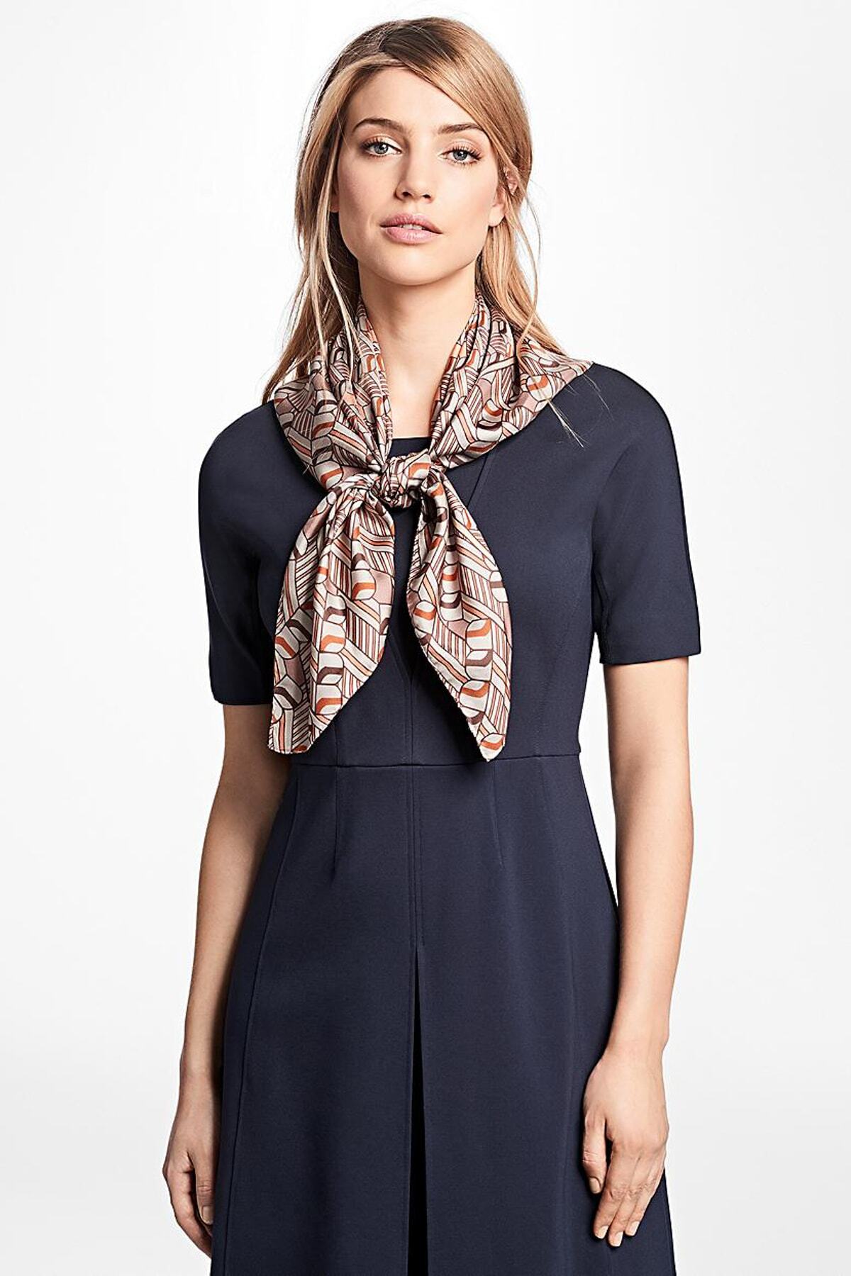 BROOKS BROTHERS Kadın Kahverengi Desenli Fular 90X90 1-00081282