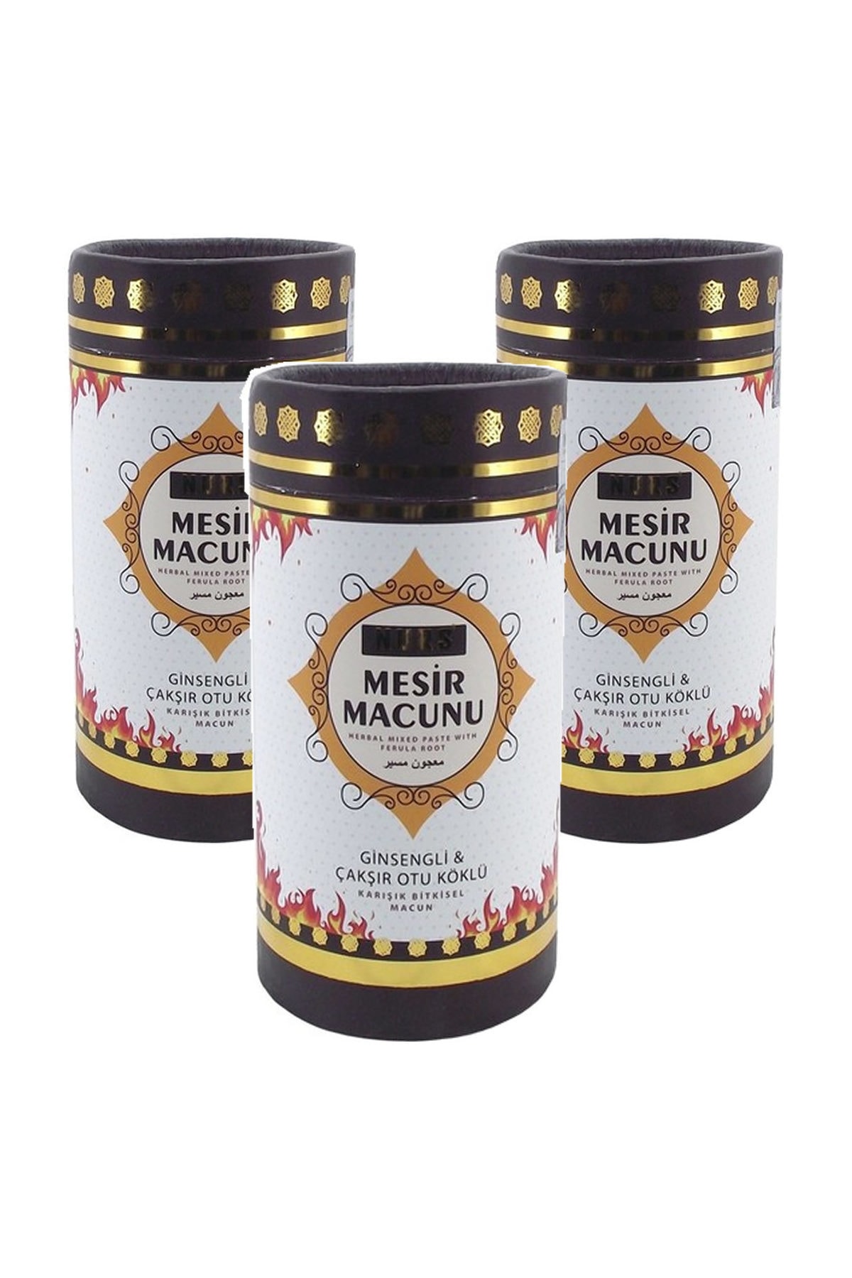 Lokman Hekim Tunalı Mesir Macunu Ginseng & Çakşır Otu Köklü - 400 gr - 3 Adet (TUNALI Atom Çayı Hediye)