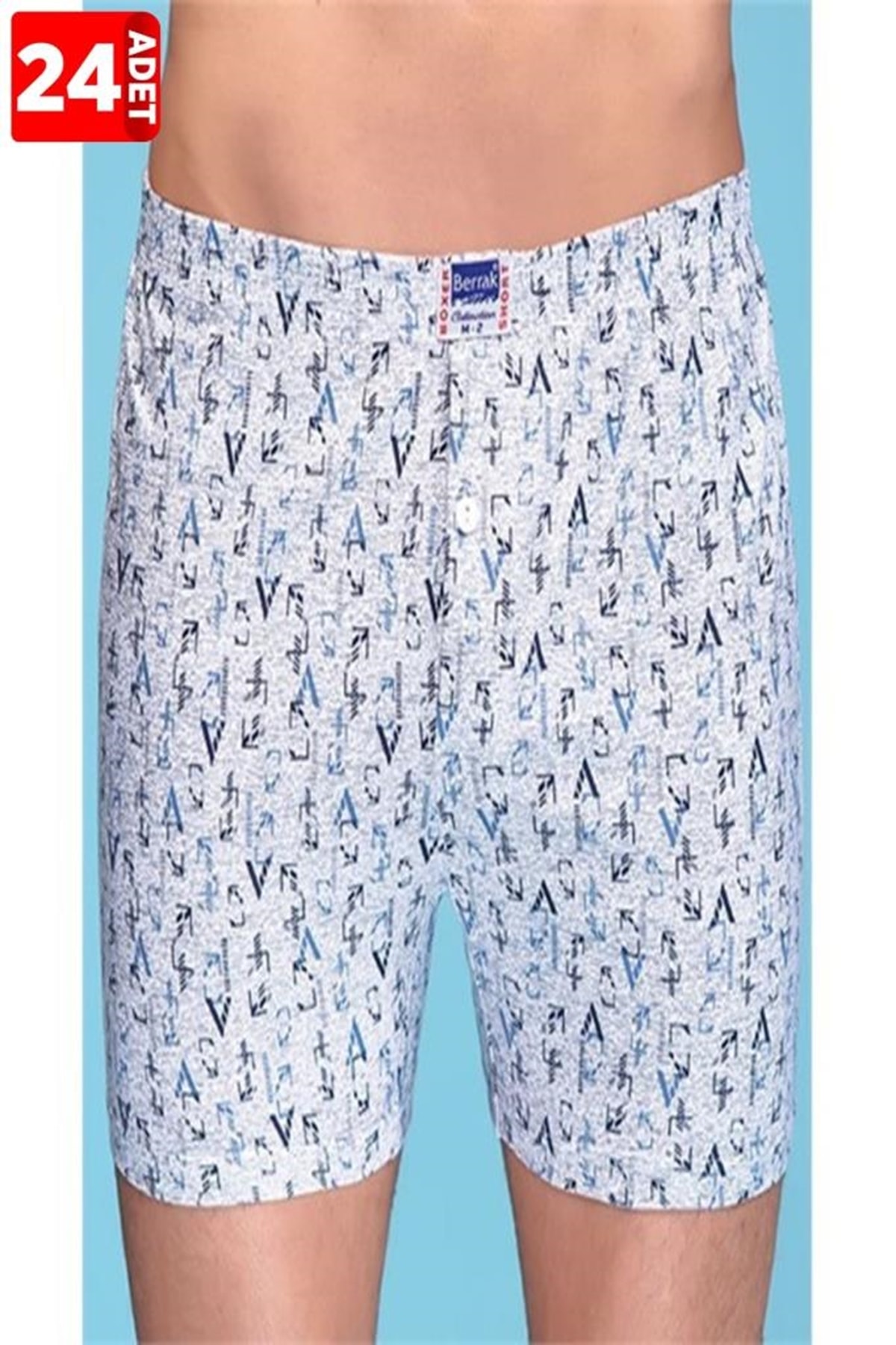 Berrak Erkek 24'Lü Paket %100 Pamuk  %100 Pamuk Desenli Boxer