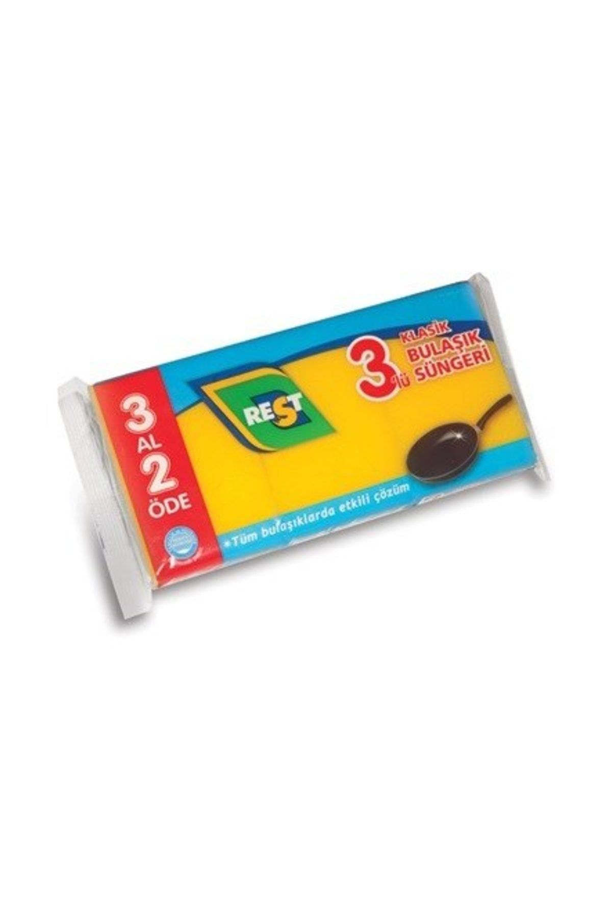 Rest Klasik Düz Bulaşık Süngeri 3'lü 6 Paket 18'li