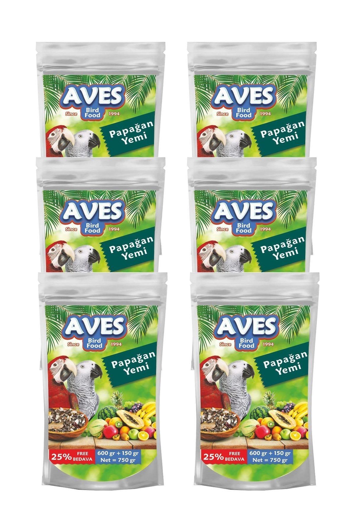 Carnaval Aves Papağan Jako Gri Amazon Yemi 750 Gr - 6 Adet