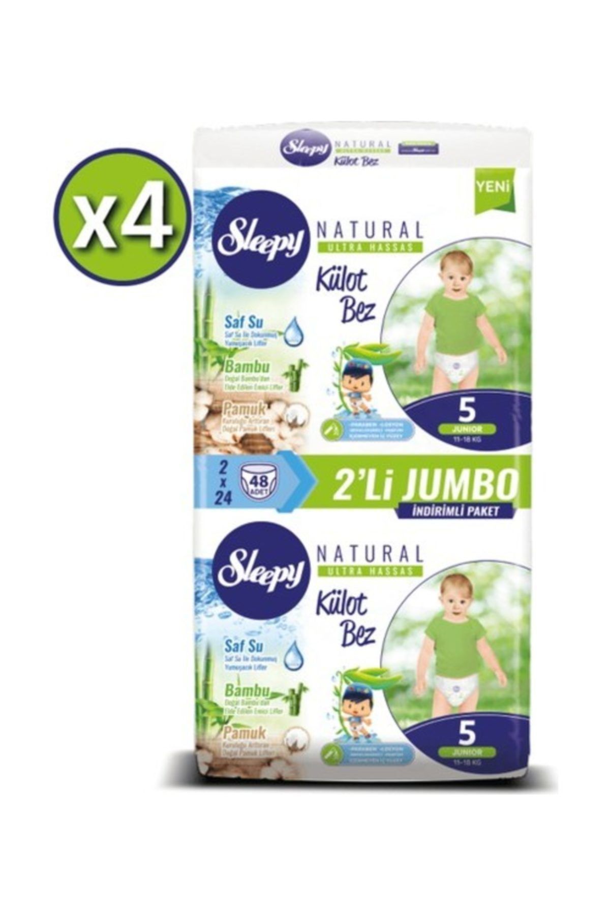 Sleepy Natural Külot Bez Ikili Jumbo 5 Numara 48x4 (192 Adet)