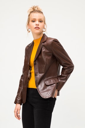 Regina Kahverengi Hakiki Deri Mont Kadın Image 1