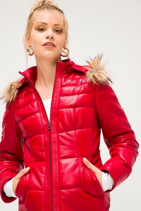 Laura Kırmızı Hakiki Deri Mont Kadın Image 4