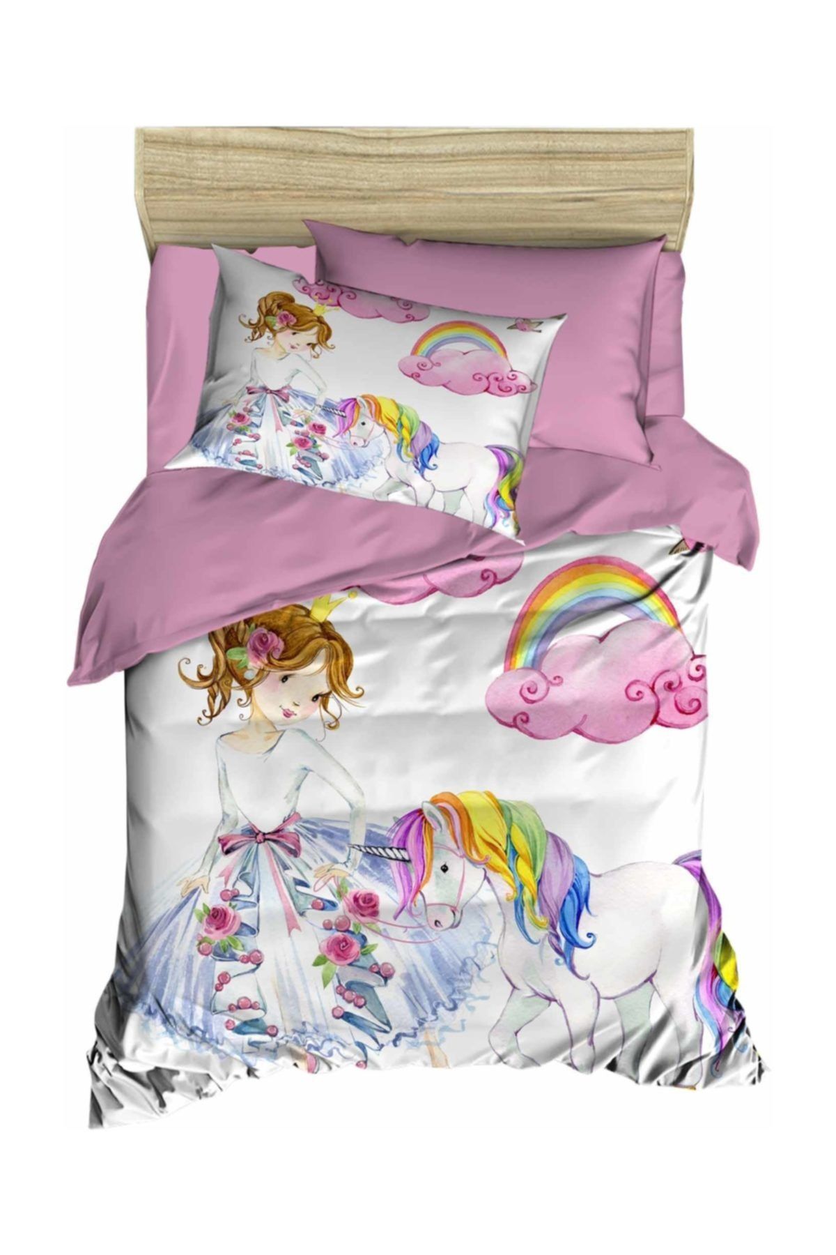 ozinci unicorn ve gokkusagi temali 3d tek kisilik nevresim takimi fiyati yorumlari trendyol