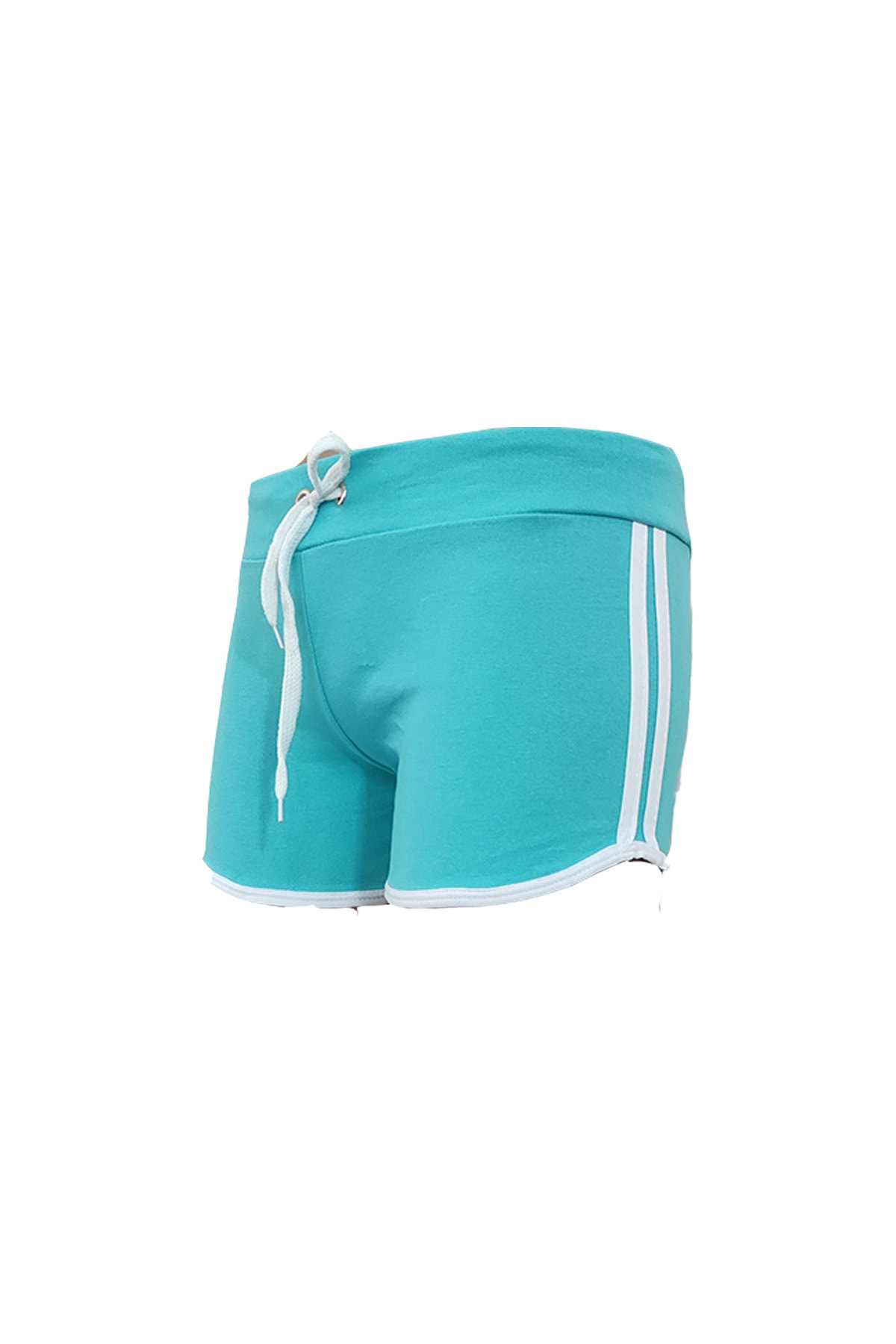PACOSS Kadın Turkuaz Likralı Ribana Esnek Şort