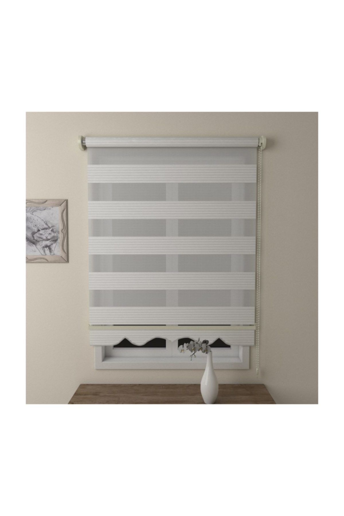 Brillant Pliseli Beyaz 150x200 Zebra Perde Etek Dilimli Zb481