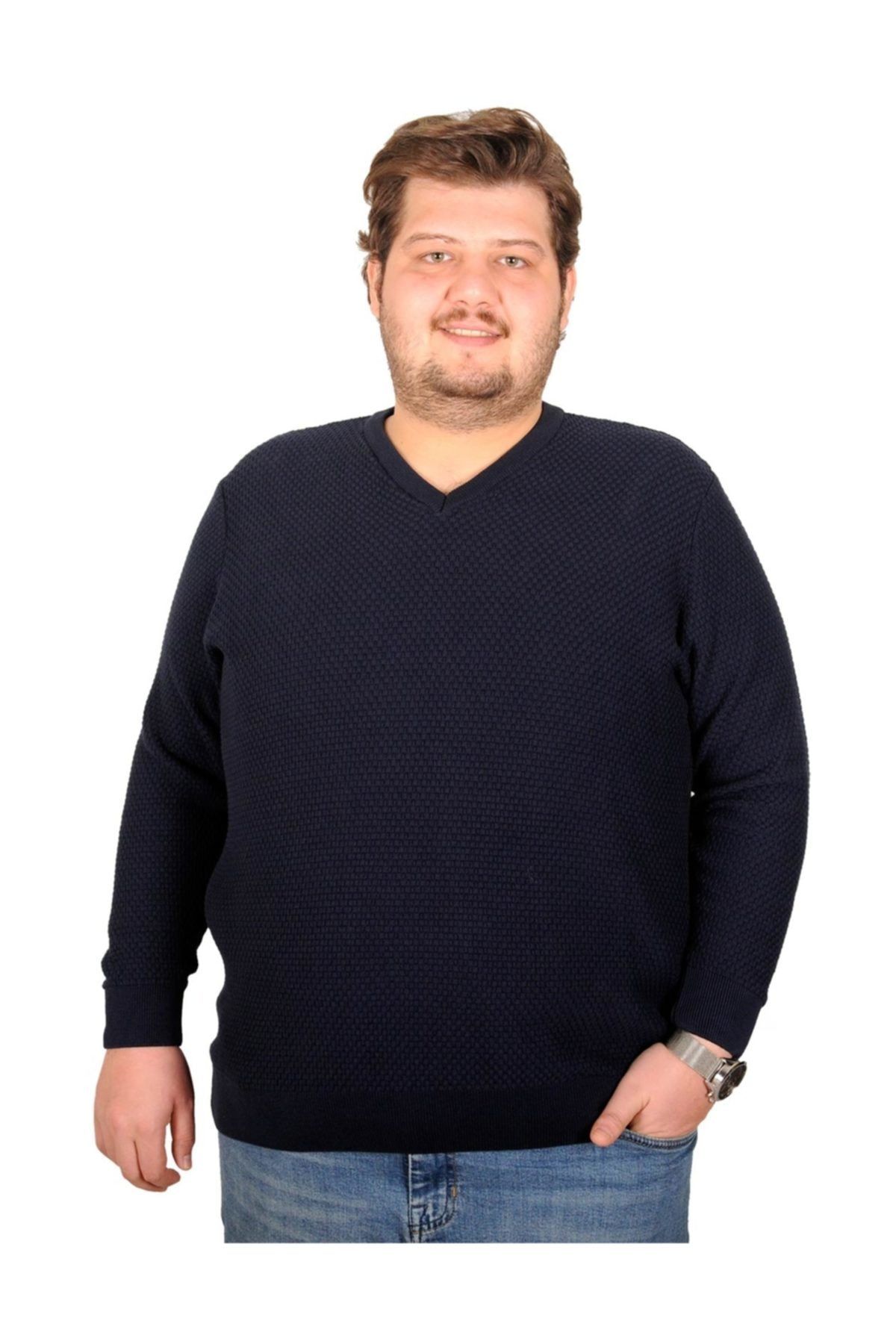 ModeXL Büyük Beden Lacivert Kazak