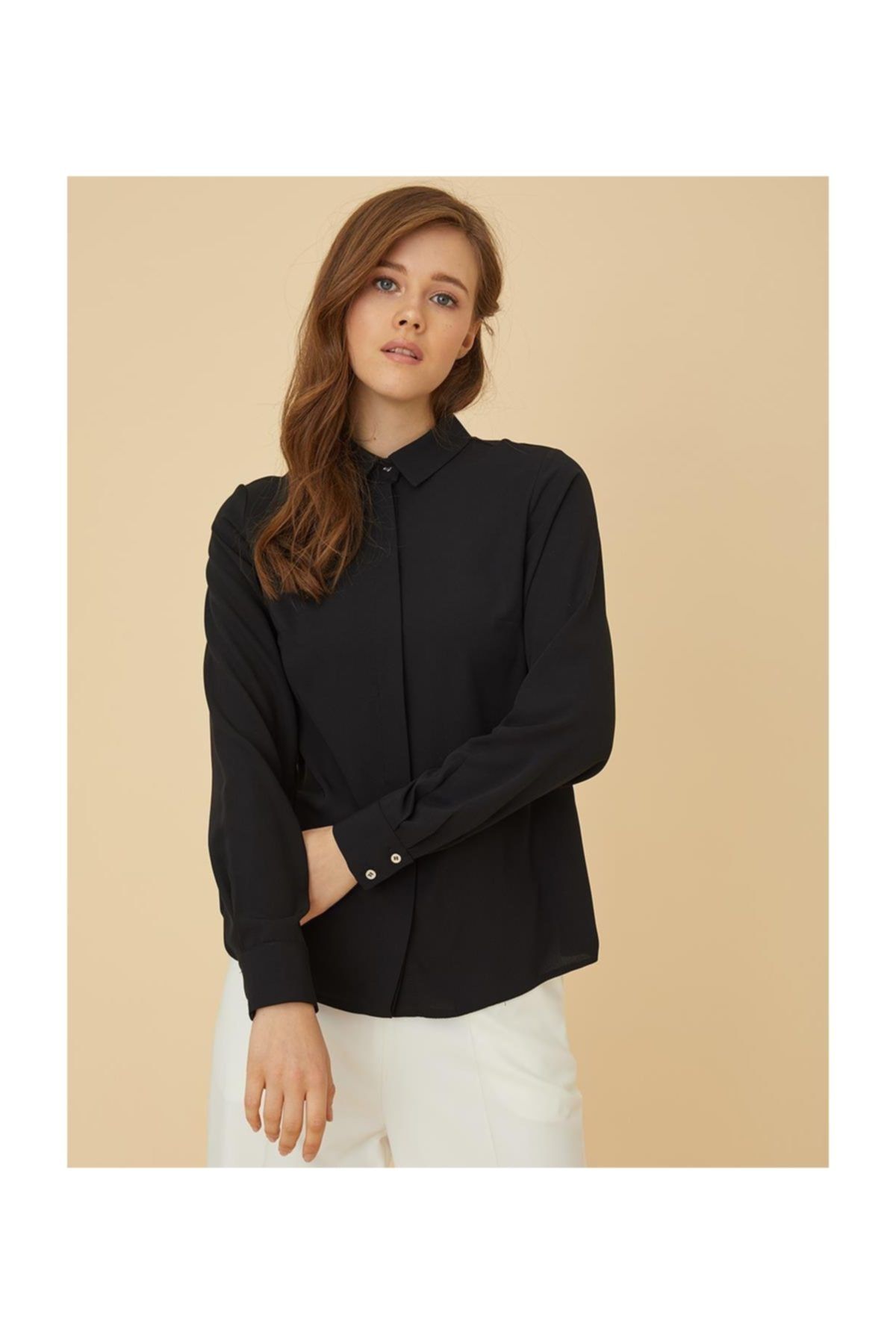 Kayra Basic Patı Gizli Gömlek Siyah Sz 11500