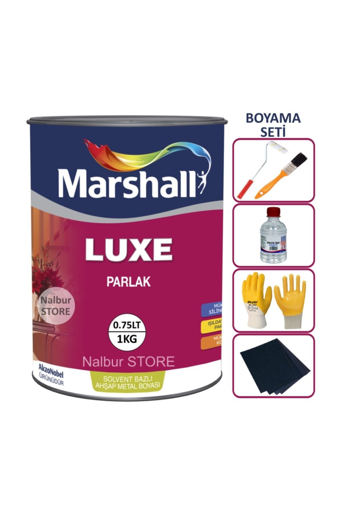 marshall luxe parlak yagli boya 0 75lt 1kg ahsap demir plastik boyamada mukemmel sonuc boyama seti fiyati yorumlari trendyol