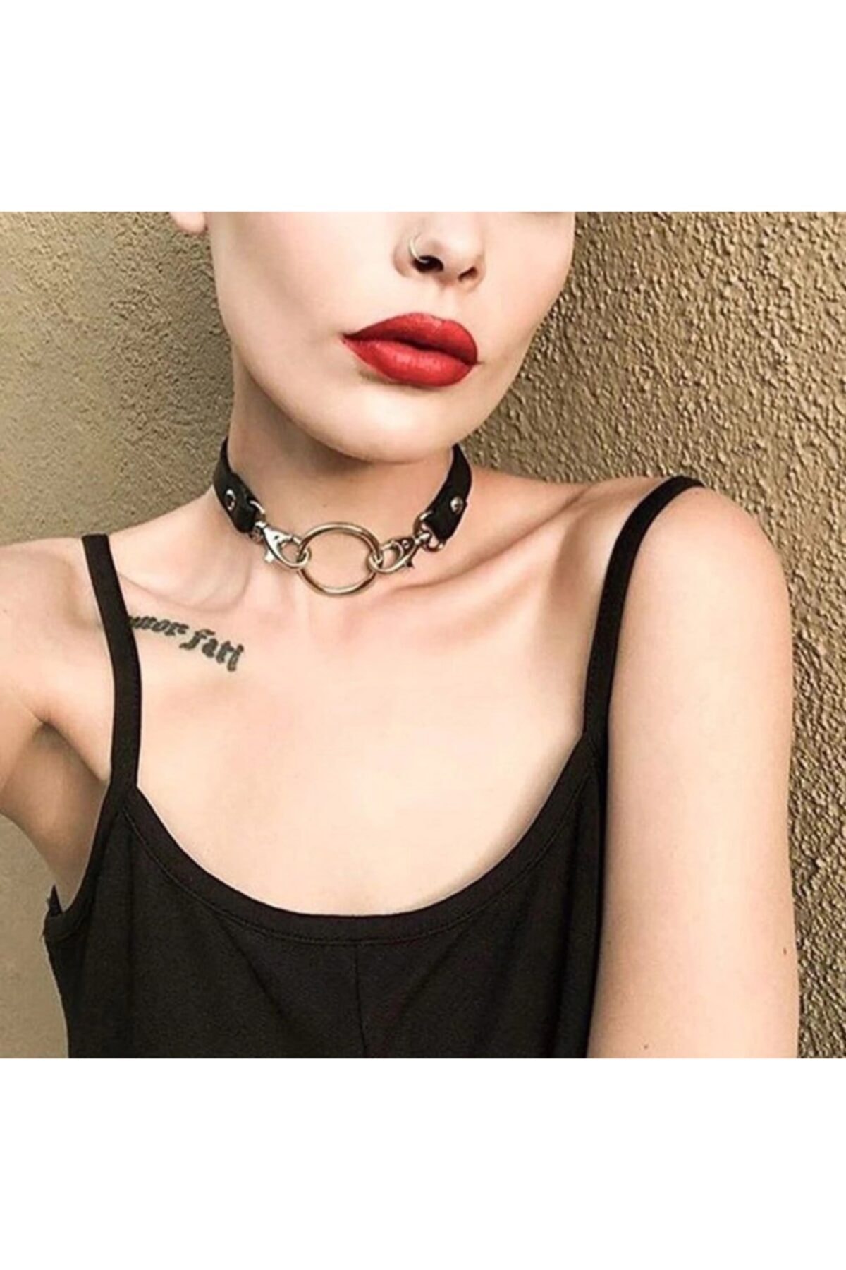 lovegame Deri Şık Boyun Metal Aksesuarlı Choker