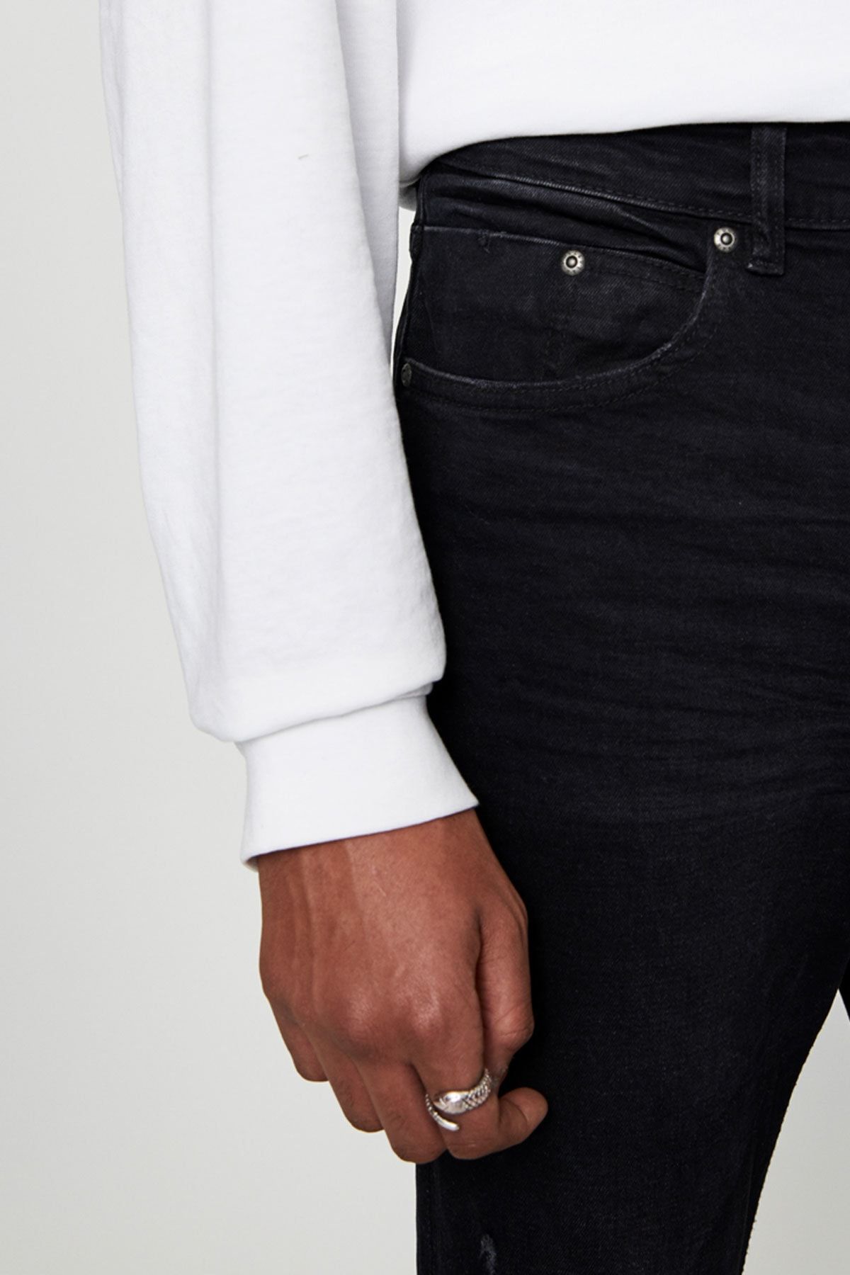Soluk Efektli Siyah Premium Skinny Fit Jean