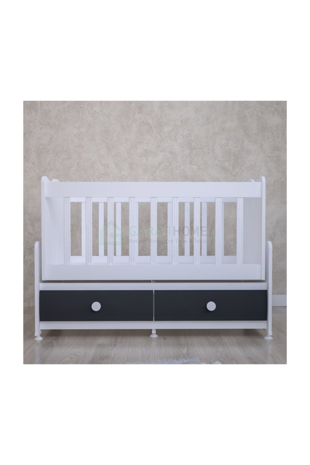 Garaj Home Elegant Lüks Uyku Setli Beşik Kombini-gri