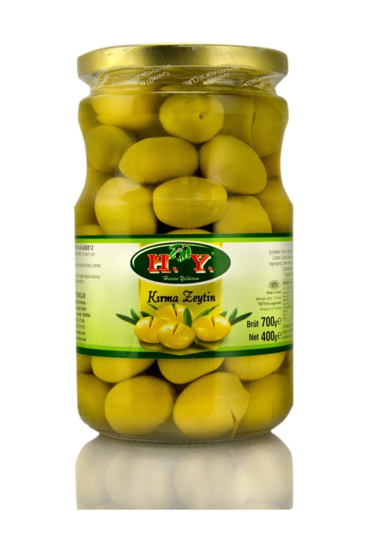 Hakan Yıldırım Yeşil Kırma Zeytin  400 gr Cam Kavanoz