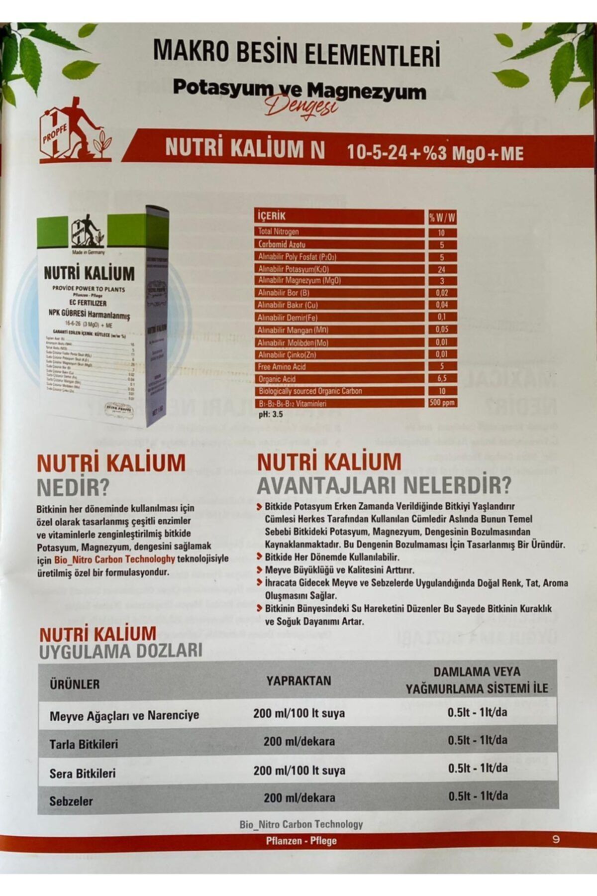 PROPFE Nutri Kalium Orjinal Yaprak Gübresi 1 kg