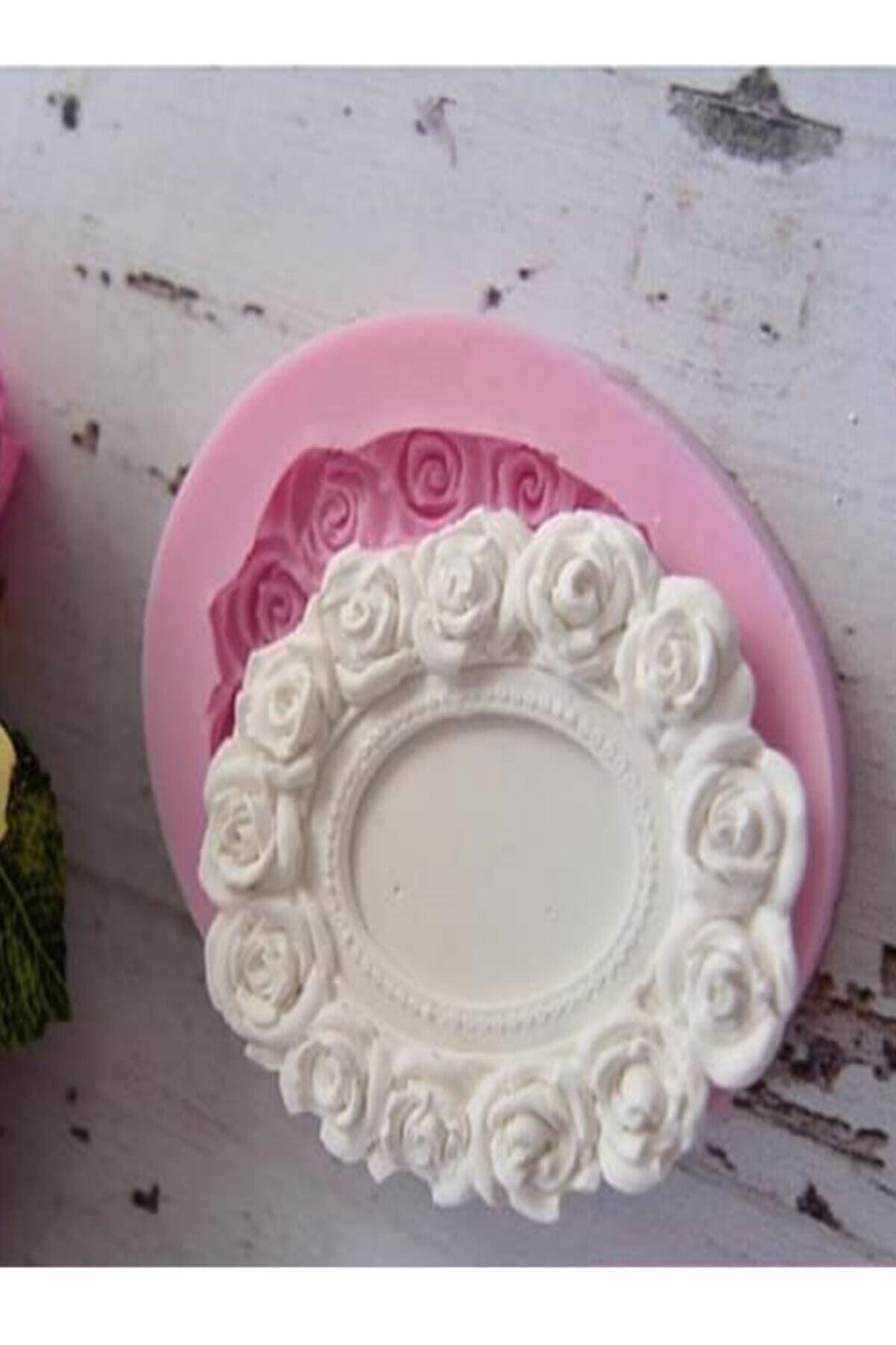 DERYA DESİNG ART Çiçekli Oval Çerçeve Silikon Kalıp