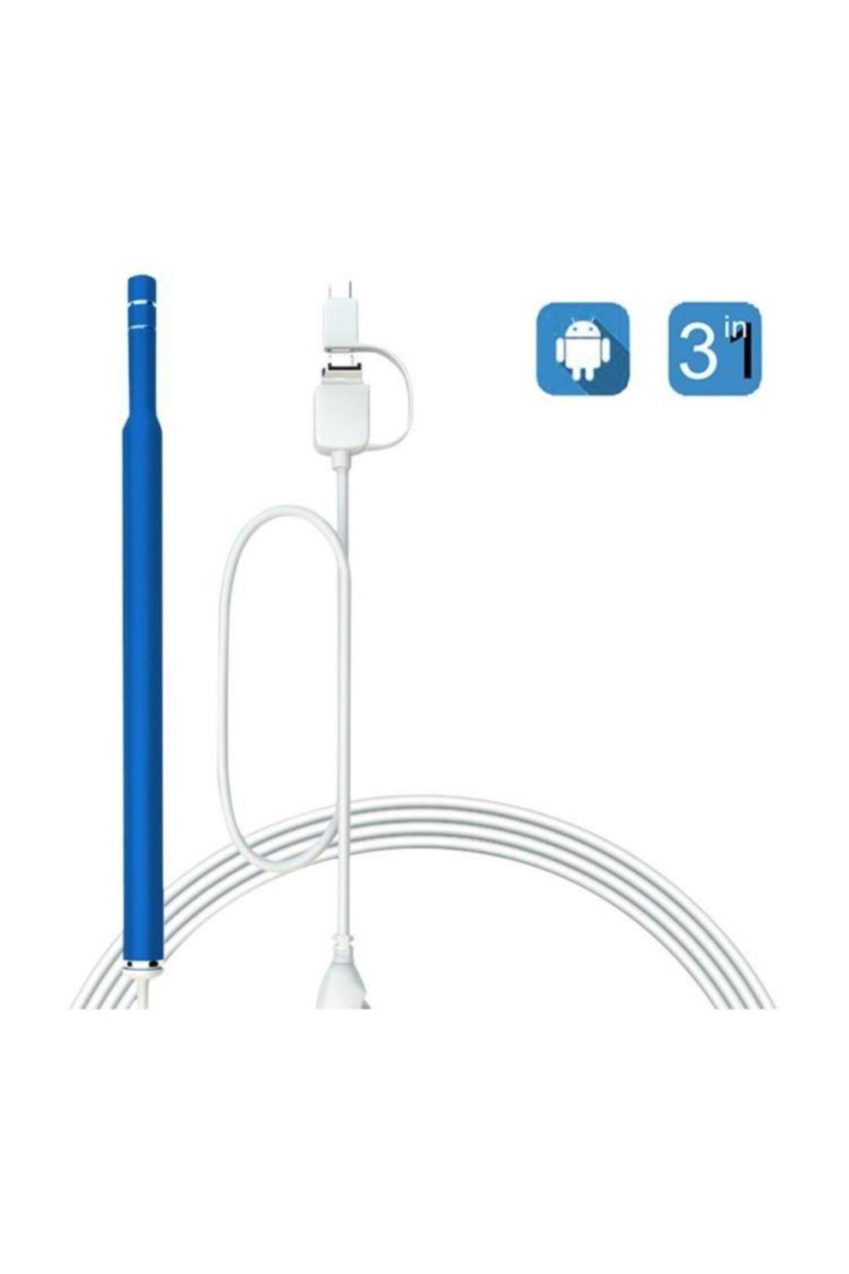 MOONBIFFY Kulak Endoskop 5.5 Mm Hd Mini Kamera 3 In 1 Otoskop Android Pc Kulak Kaşığı