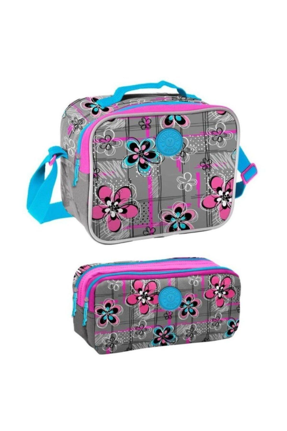Yaygan Çanta Yaygan Kids Çiçek Desenli Ilkokul Beslenme Çantası Ve Kalemlik Set