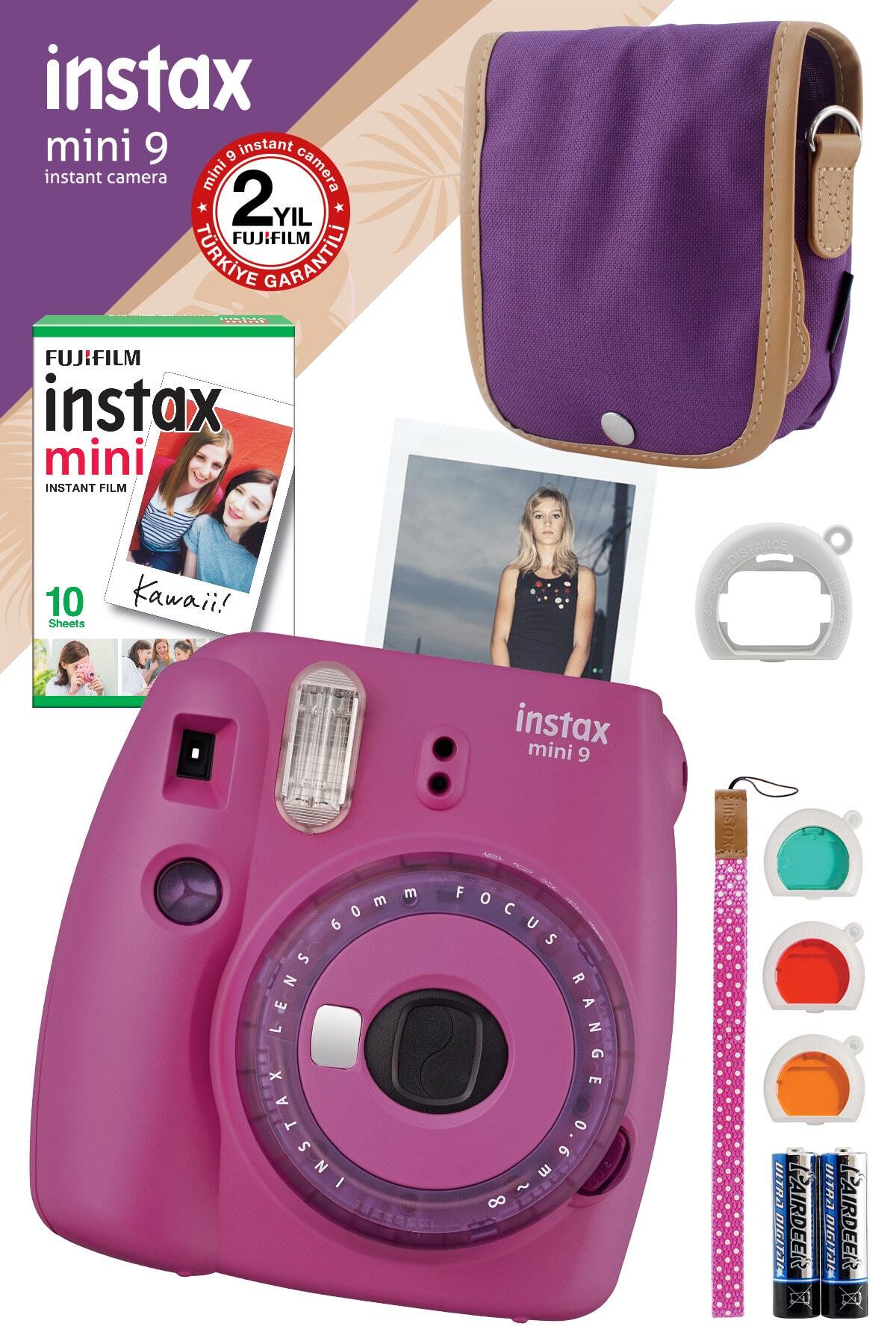 Fujifilm instax mini 9 Mor Fotoğraf Makinesi ve Hediye Seti 7