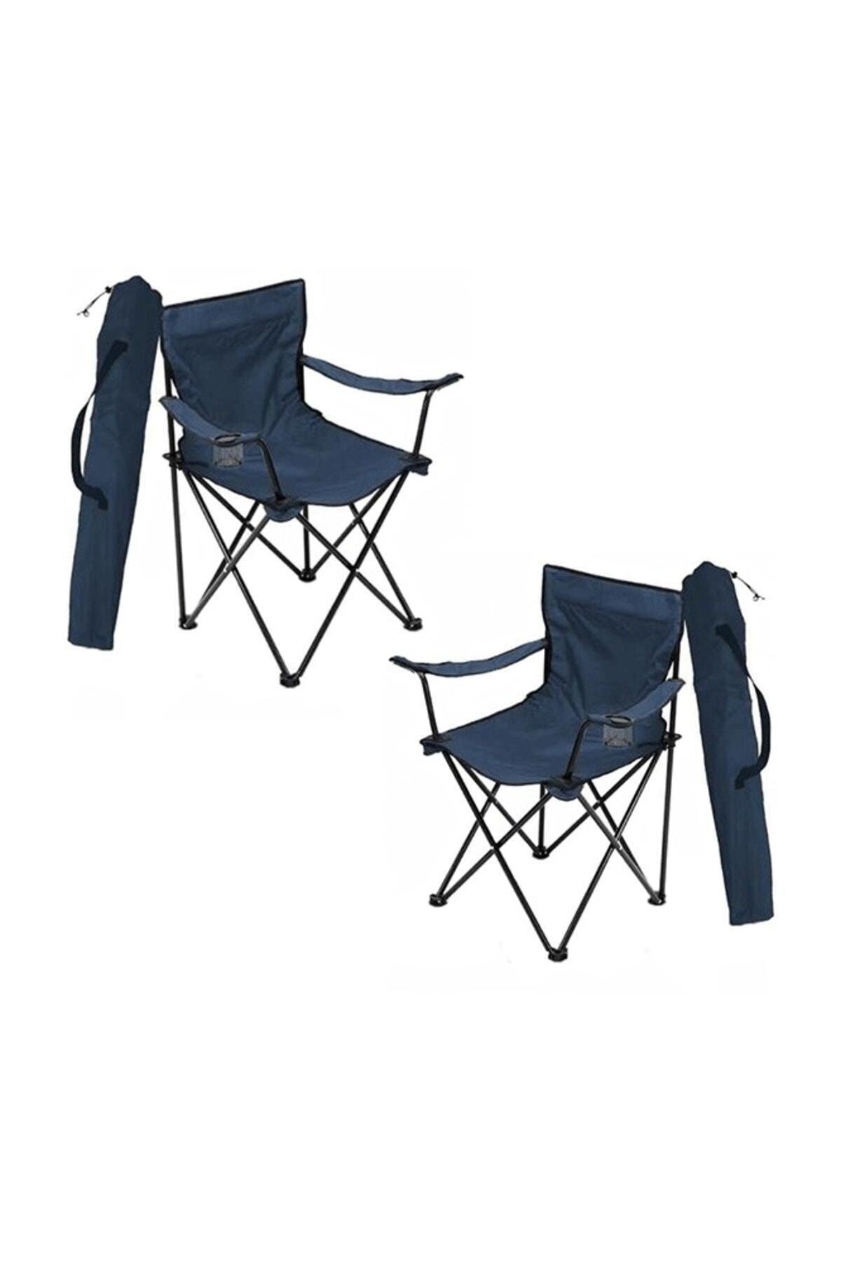 2 Adet Kamp Sandalyesi Katlanır Sandalye Bahçe Koltuğu Piknik Plaj Balkon Sandalyesi Mavi