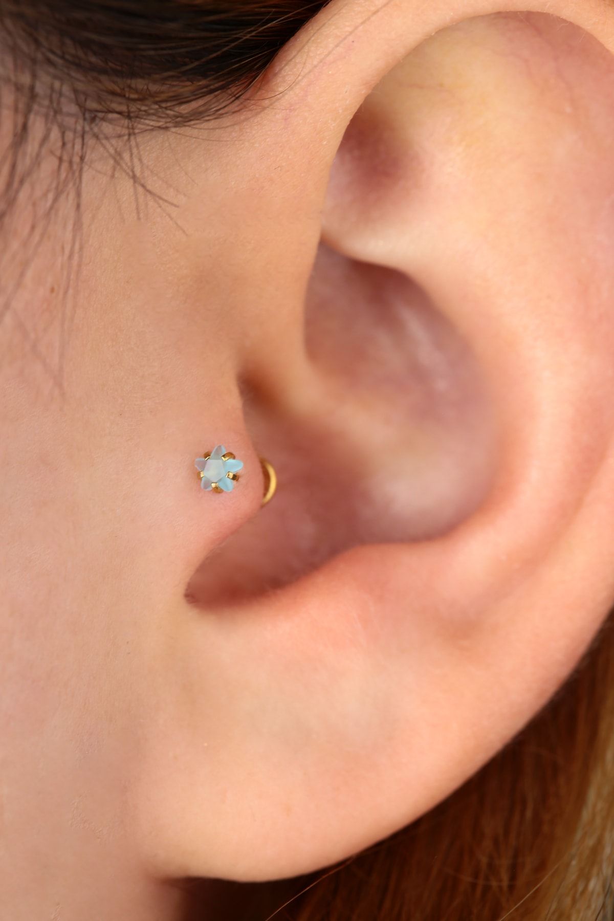 Vilma Aksesuar Surgical Steel Star Stone Piercing Tragus Helix