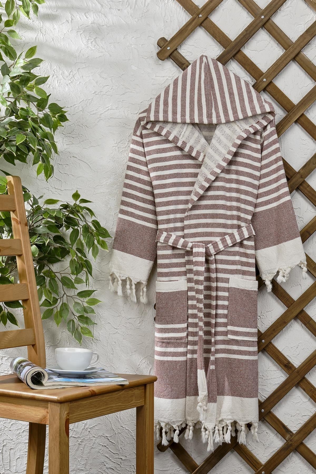 RASERSA Cotton Hooded Peshtemal Bathrobe Trendyol