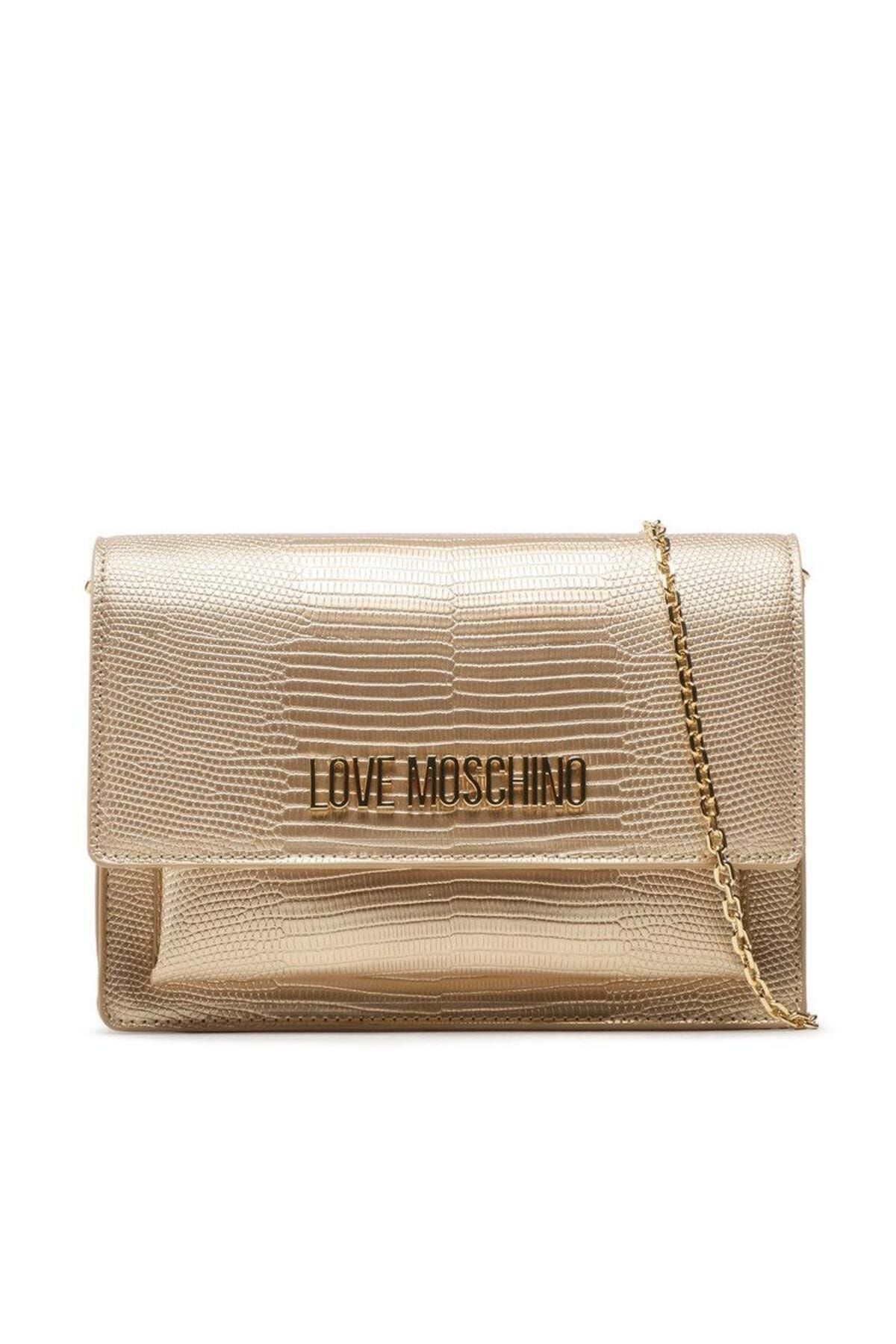 Moschino Clutch Gold colored Plain Trendyol