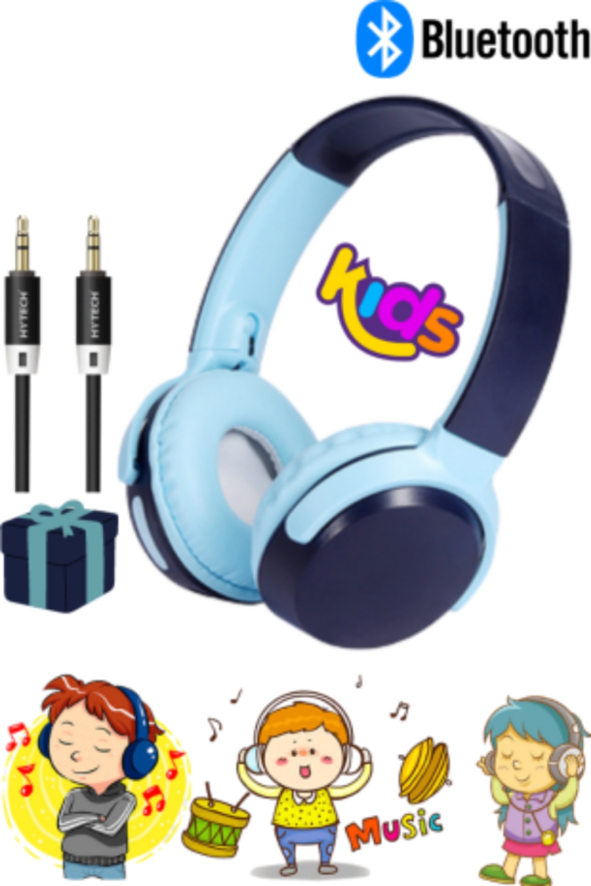 پخش کننده کودک هدفون سازگار با بلوتوث + با کیفیت + کابل Aux
