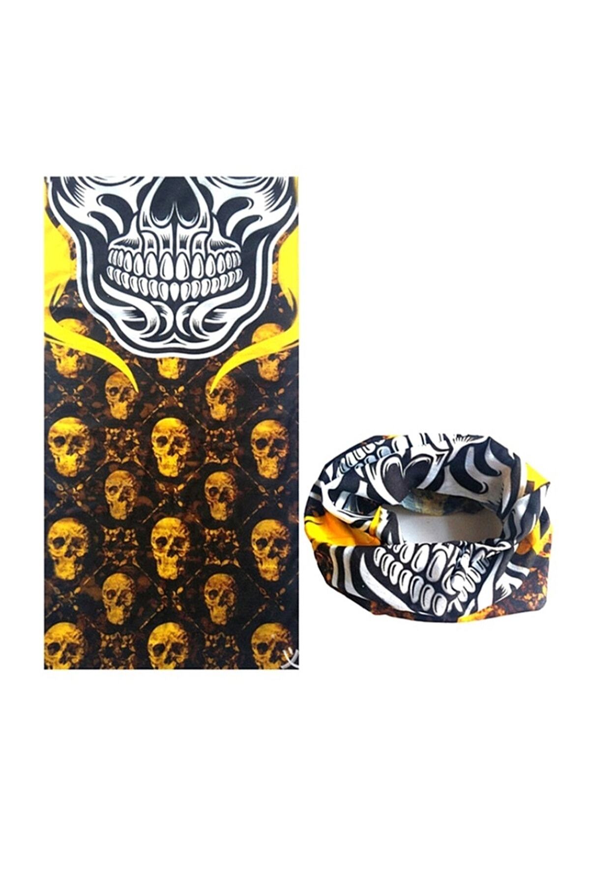 Solfera Unisex Sari Kurukafalar Çok Amaçli Boyunluk Bandana Bd019