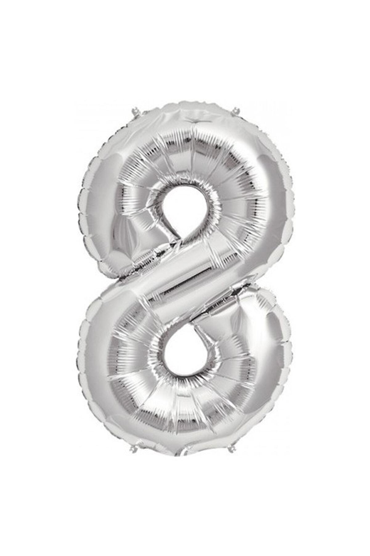 Parti dolabı 100 Cm Gümüş Gri Büyük Folyo 8 Rakam Balon 40inc
