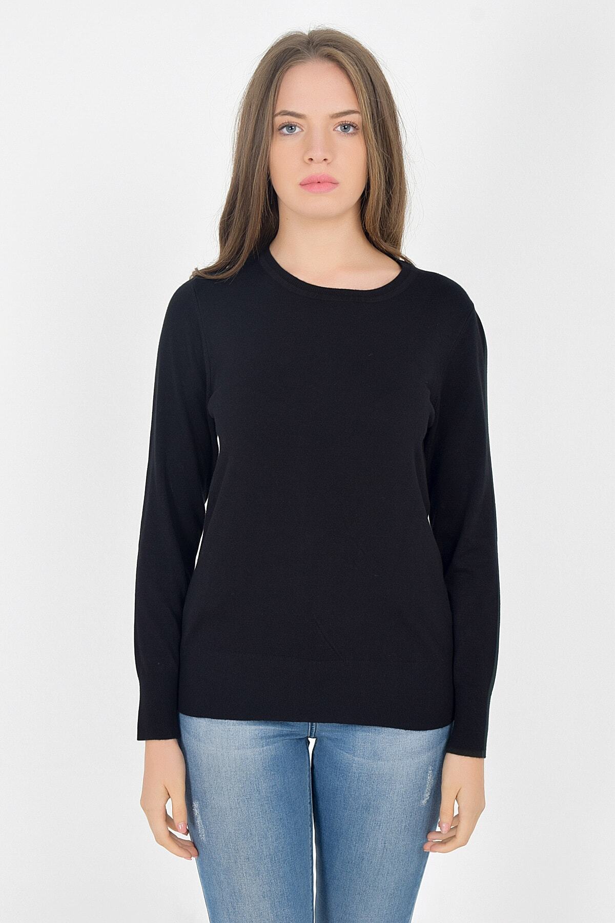 Butik Vedat Kadın Siyah Sıfır Yaka Triko O1004