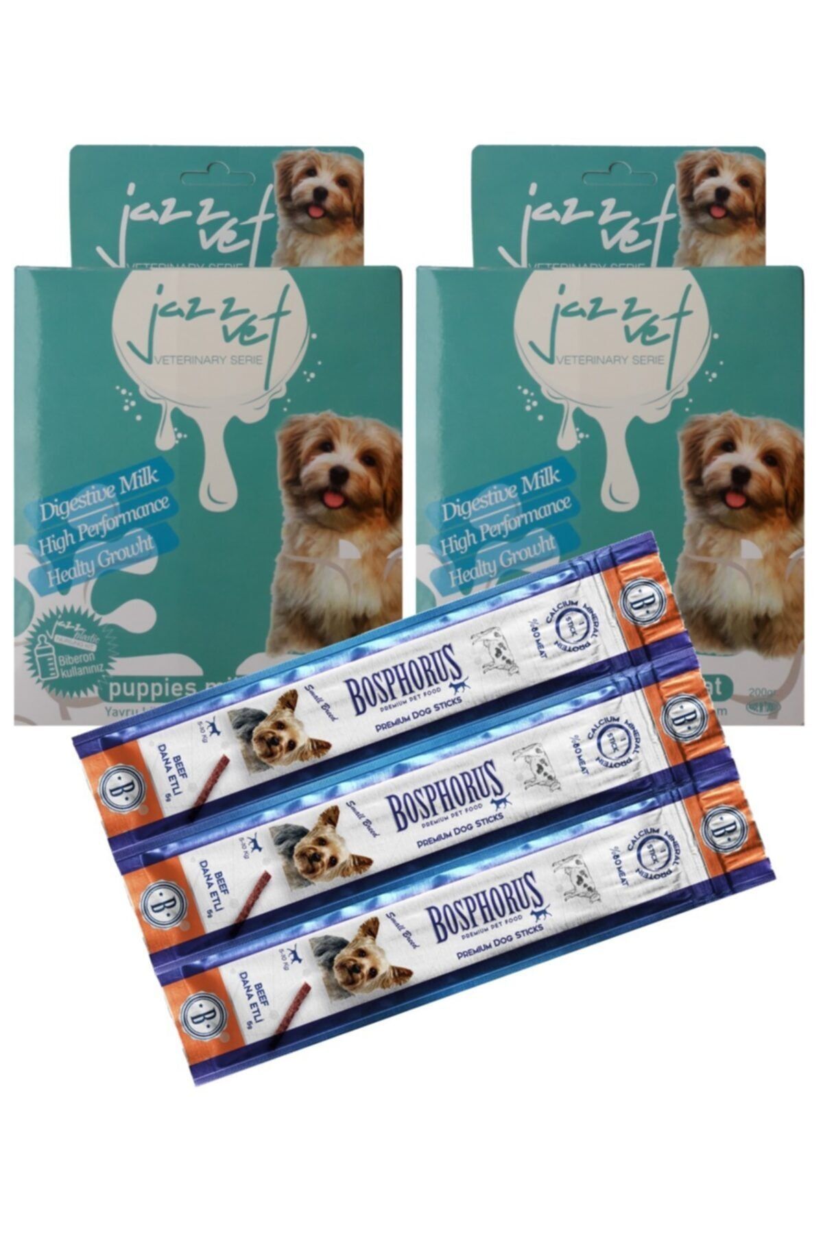 Jazz Vet Puppy Yavru Köpek Süt Tozu 2x200 Gr + Dog Sticks With Beef Sığır Etli Küçük Irk Ödül Çubukları 3lü