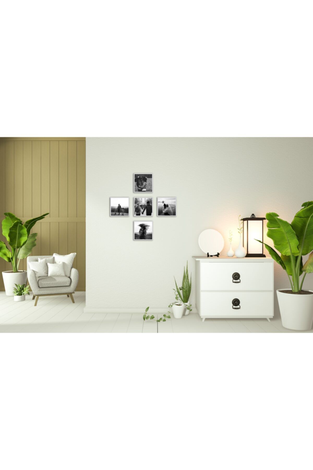 pratixdesign Sök Tak Yapışkanlı Kare Çerçeve Beyaz (3 Adet)