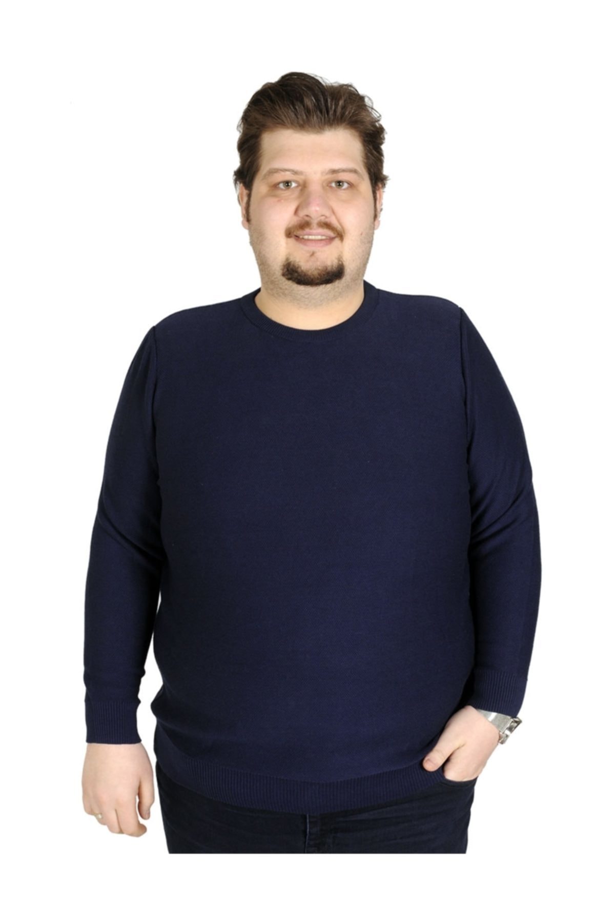 ModeXL Büyük Beden Erkek Lacivert Kazak