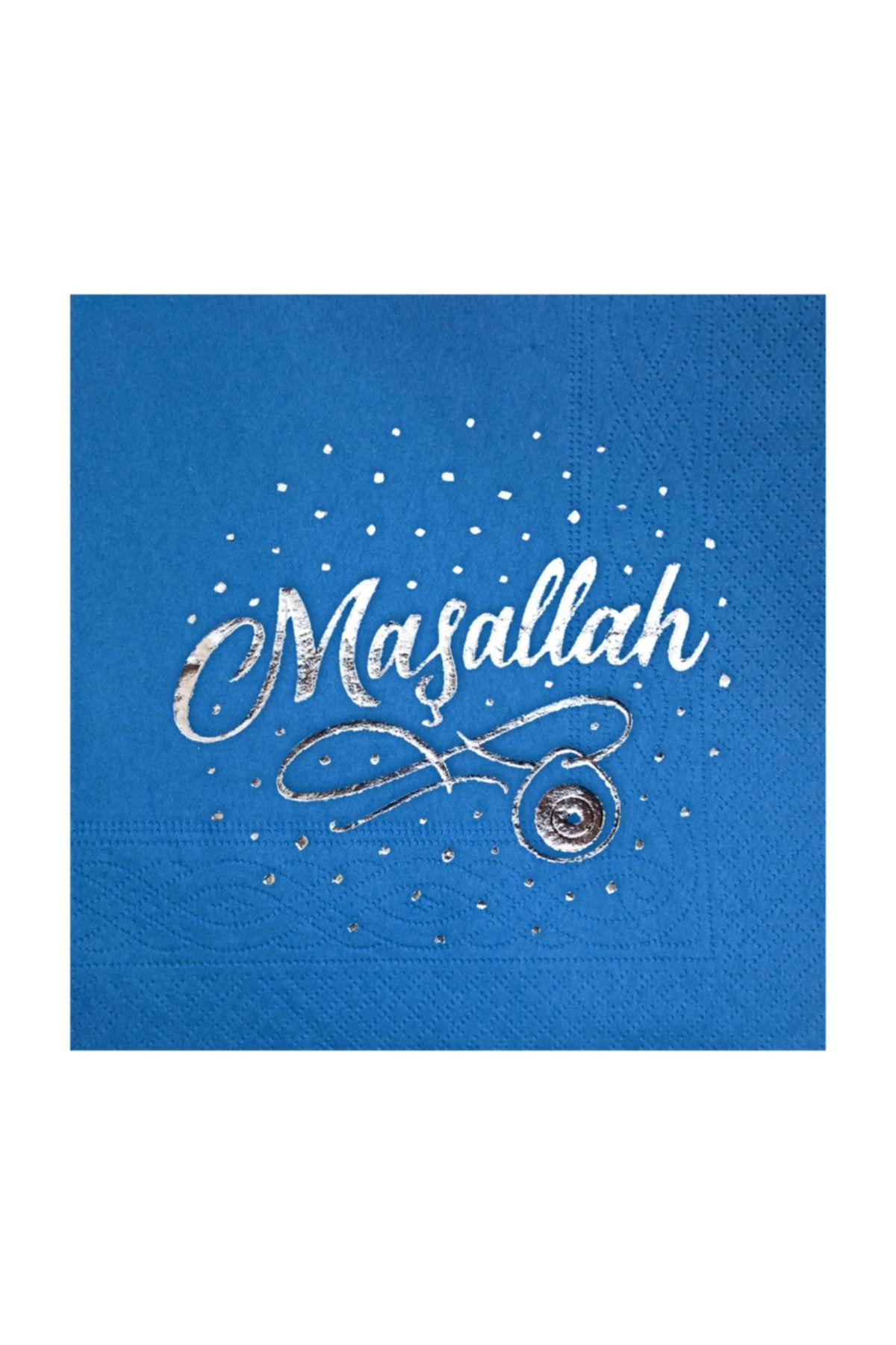 Story 33x33 Cm Gümüş Varak Maşallah 320'li Mavi Kağıt Peçete