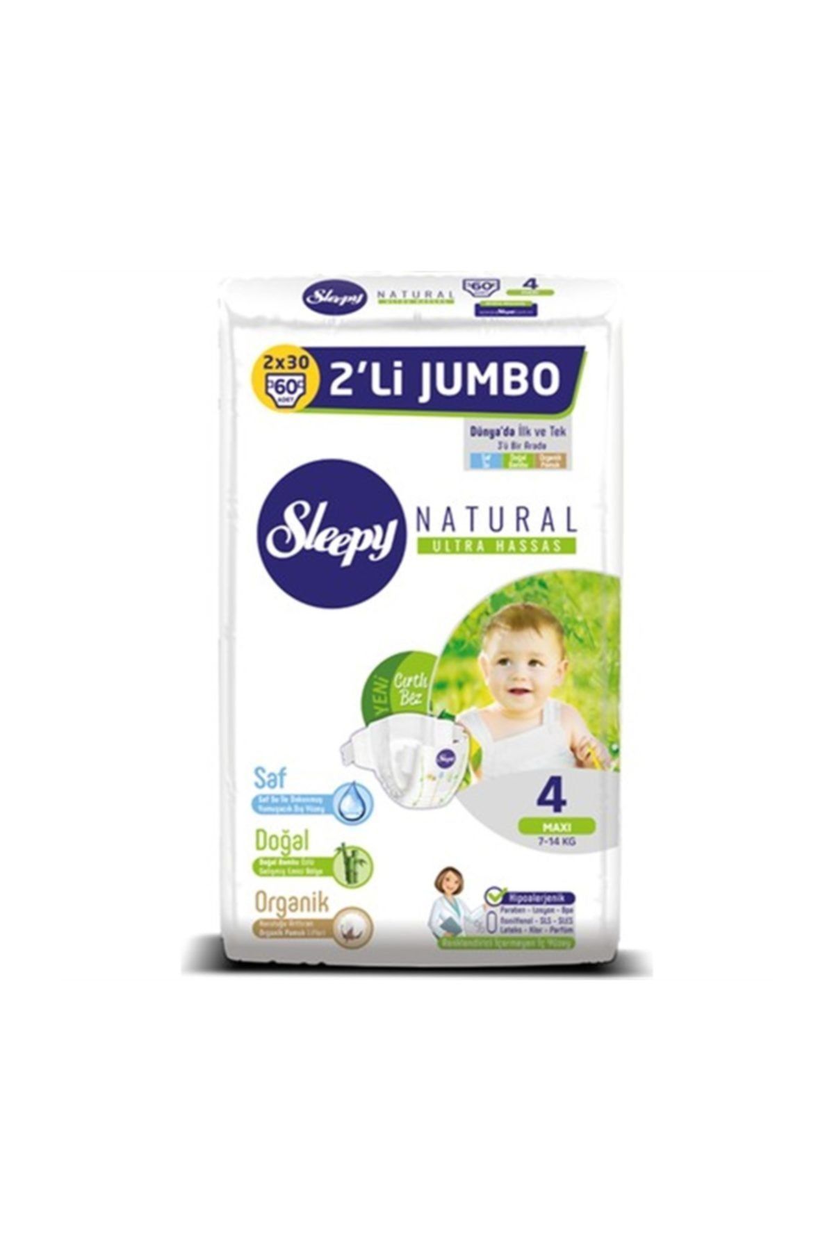 Sleepy Natural Bebek Bezi 4 Beden Maxi 7-14 Kg 60lı Jumbo Paket