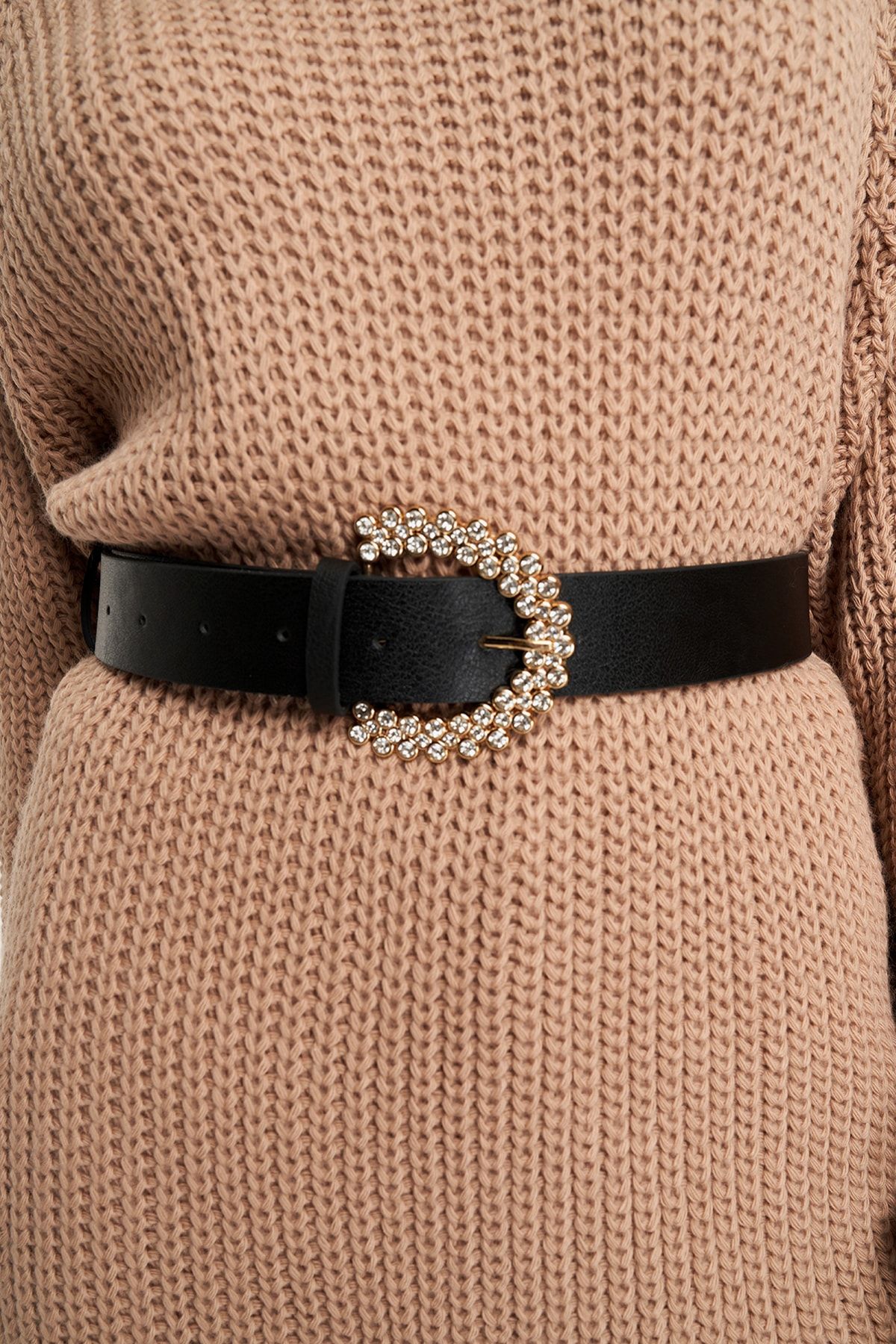 Leather belt with crystal dionysus buckle 2025