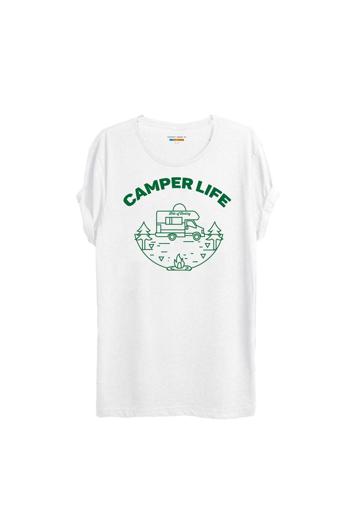 Milo Of Climbing Erkek Beyaz Pori Kamp Temalı Baskılı T-shirt-w