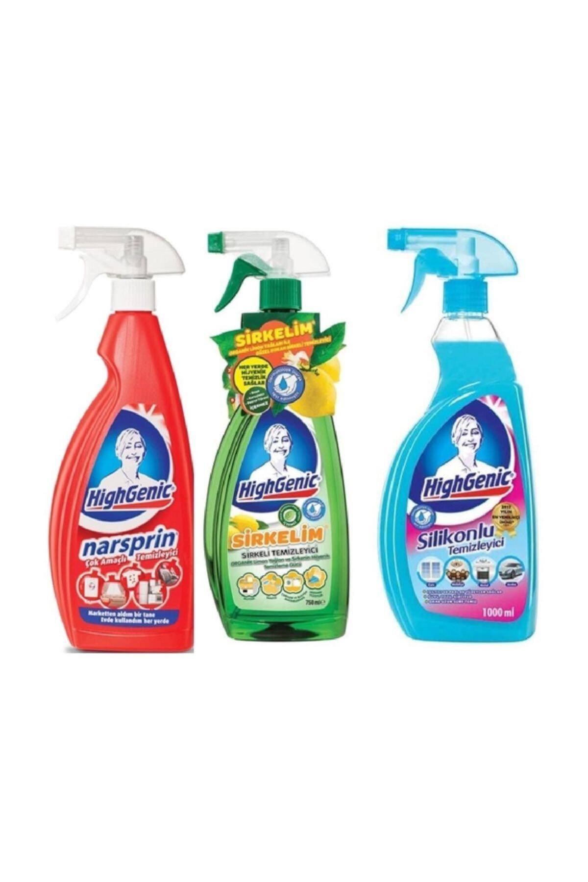 Highgenic Çok Amaçlı Temizleyici Silikonlu Temizleyici Sirkelim Limon Yağlı Temizleyici 750 Ml 3 Lü Set