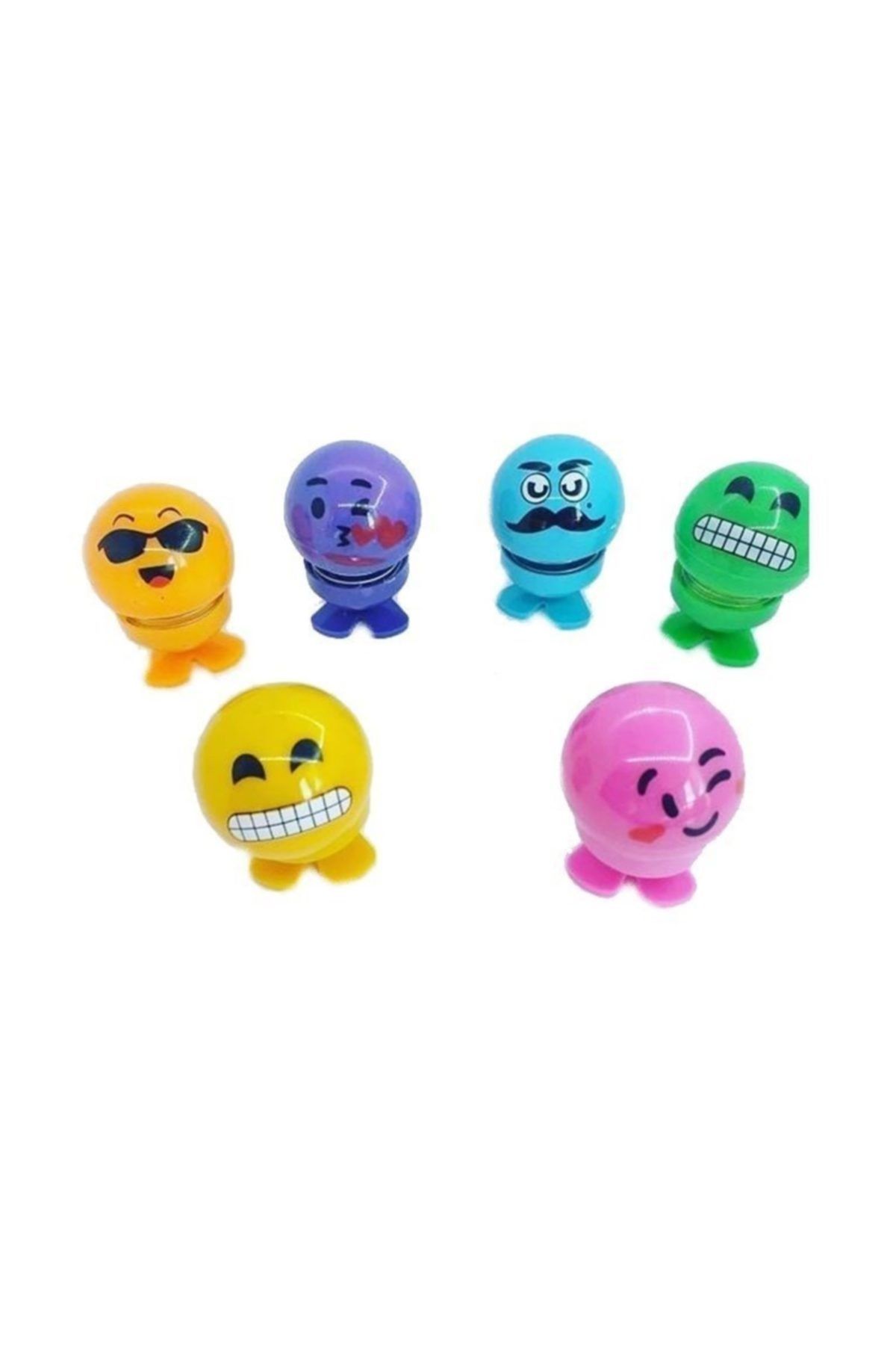 RoseRoi Emoji Kafalar 6 Adet Renkli Gülen Yüz Sallanan Zıp Zıp Kafalar