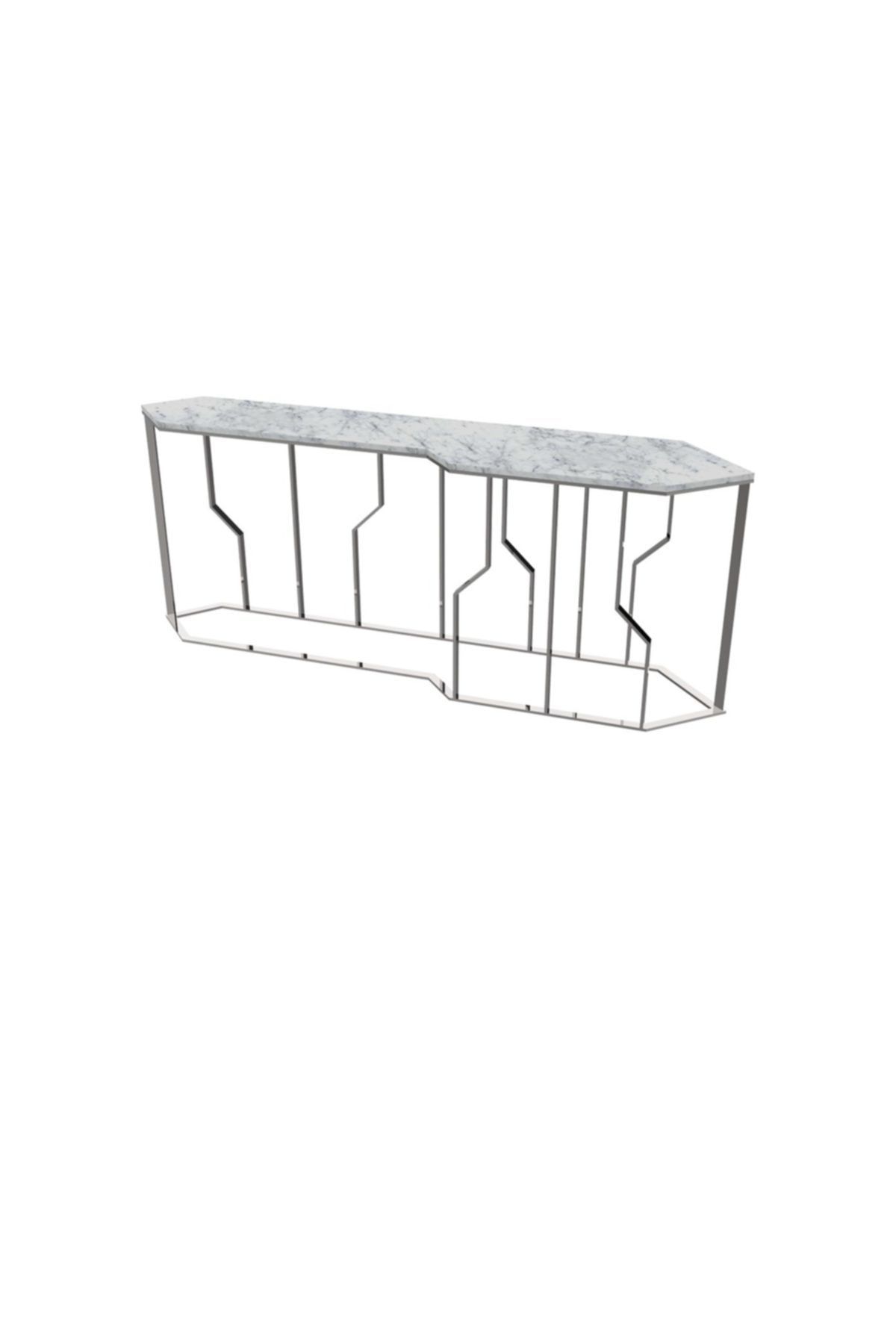 MAKSA Byna 200cm Carrara White Parlak Paslanmaz Konsol
