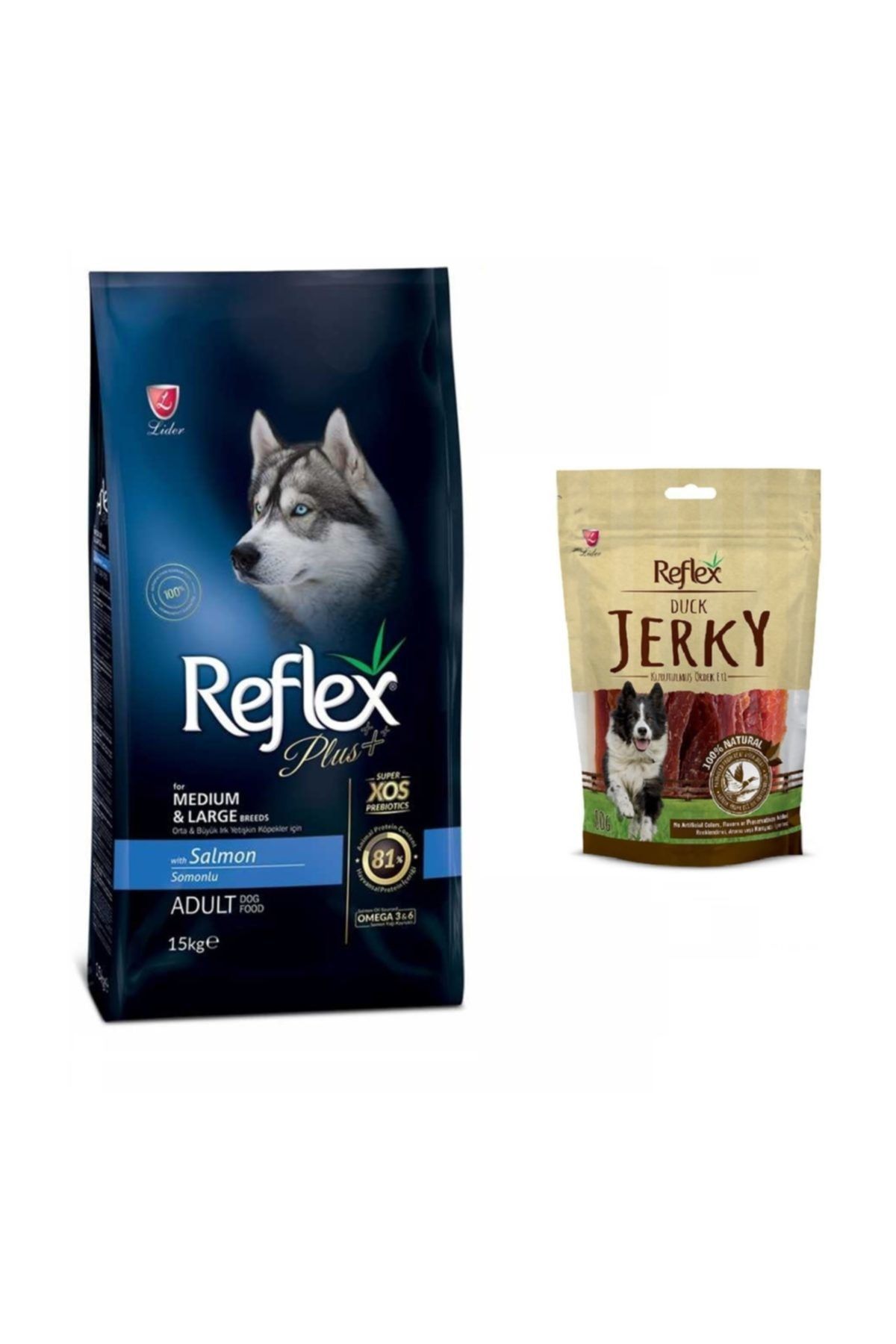 Reflex Plus Somonlu Büyük Ve Orta Irk Köpek Maması 15 kg * Reflex Duck Jerky 80 gr