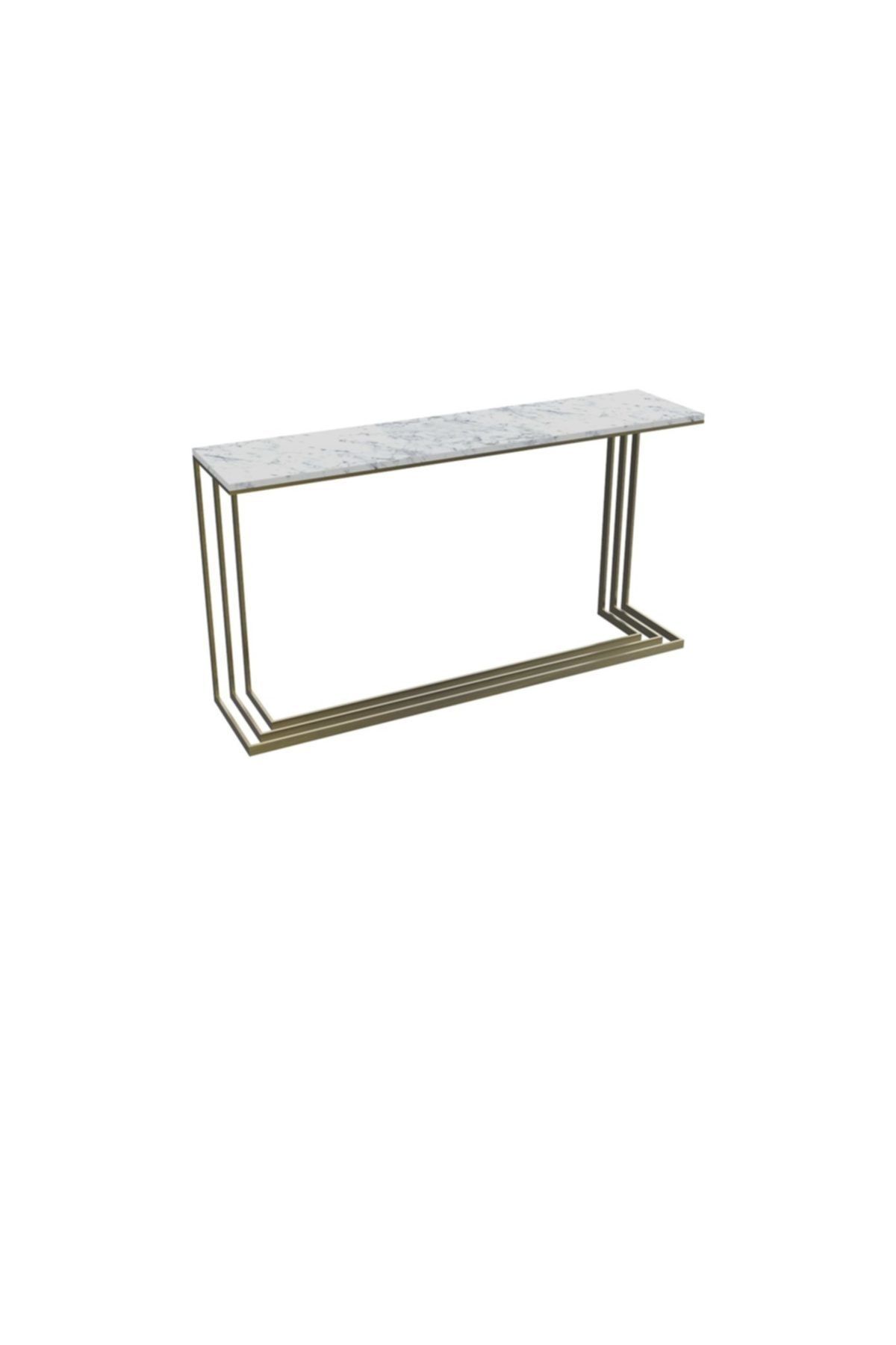 MAKSA Marta 150 cm Carrara White Antik Eskitme Pirinç Konsol