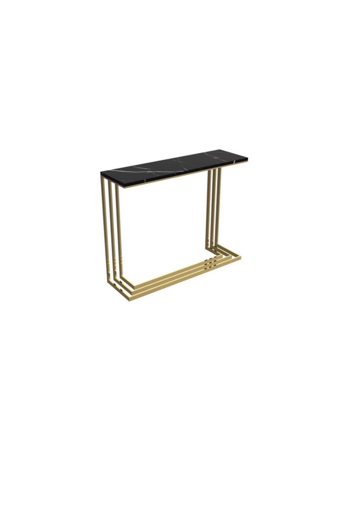 MAKSA Marta 100cm Alexandrette Black Parlak Paslanmaz Titanyum Gold Konsol