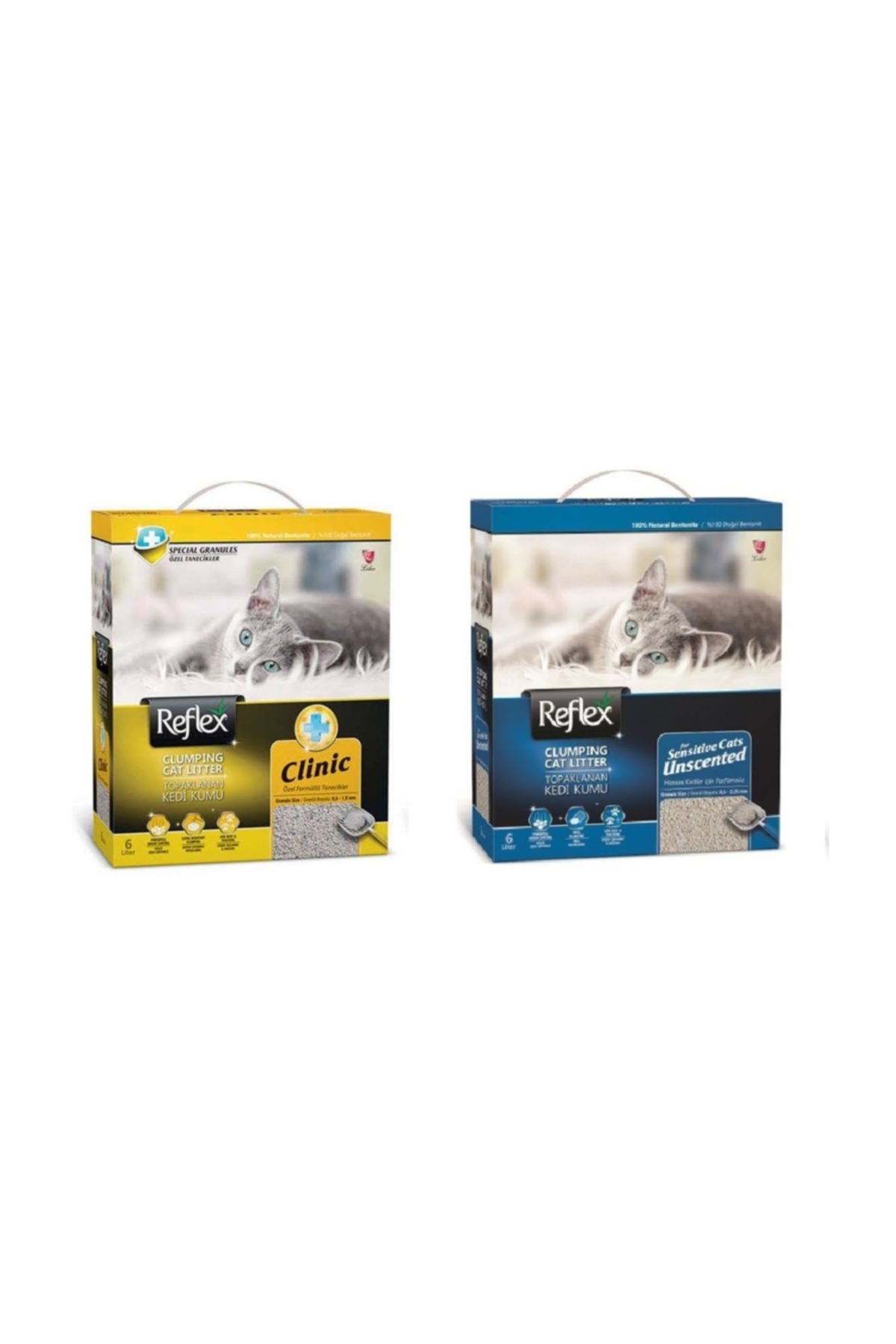 Reflex Sensitive Parfümsüz Hassas Ve Clinic  Kedi Kumu 6 Lt * 2 Adet