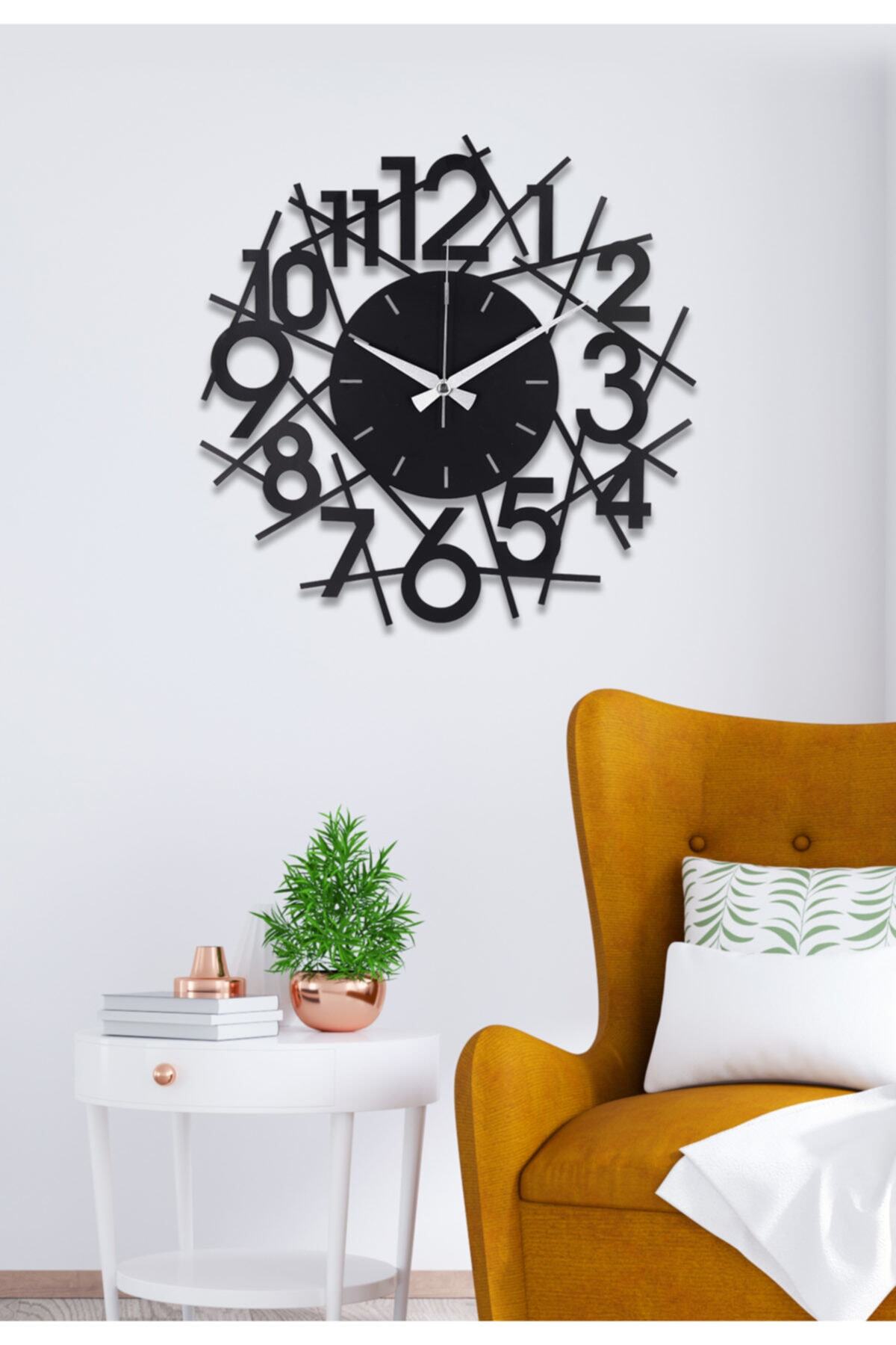 Muyika Design Muyika Lienal Metal Siyah Duvar Saati 41x41cm