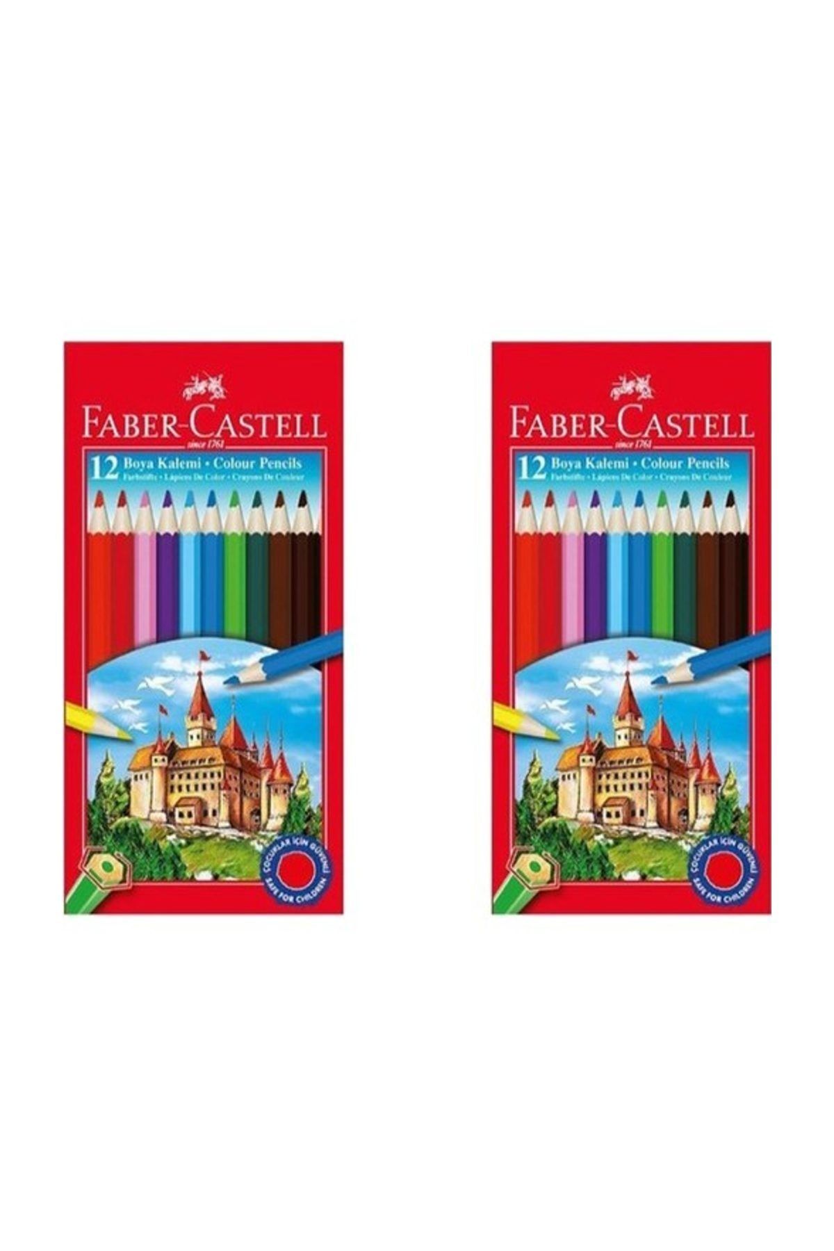 Faber Castell Faber-Castell Karton Kutu Boya Kalemi 12 Renk Tam Boy 2 Adet