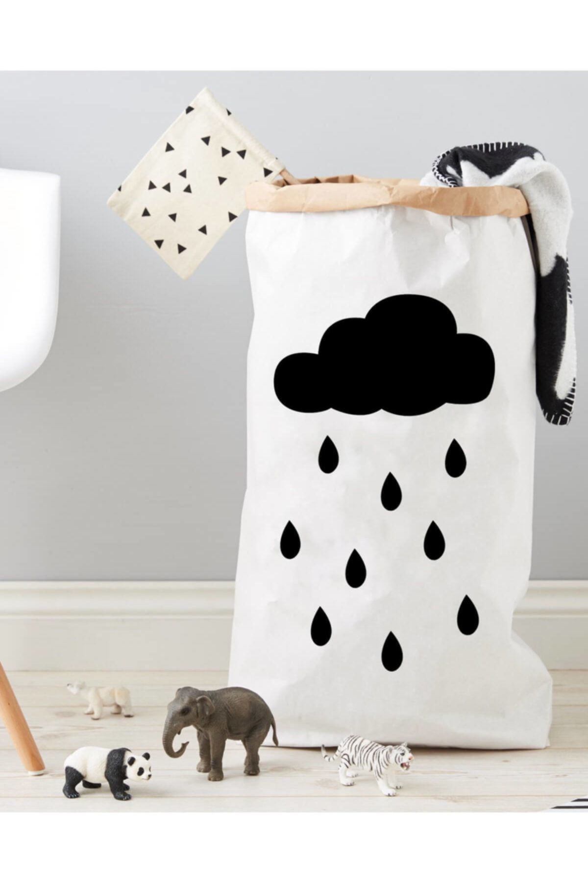 LYN HOME & DECOR Yağmur Damlaları  Kağıt Oyuncak Torbası 50x80