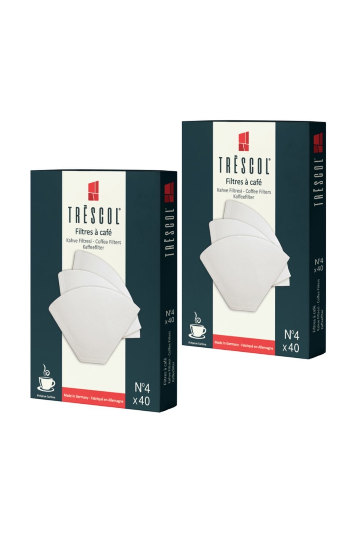 TRESCOL Kahve Filtresi 4 Numara Beyaz Kağıt 2x40 80'li Paket